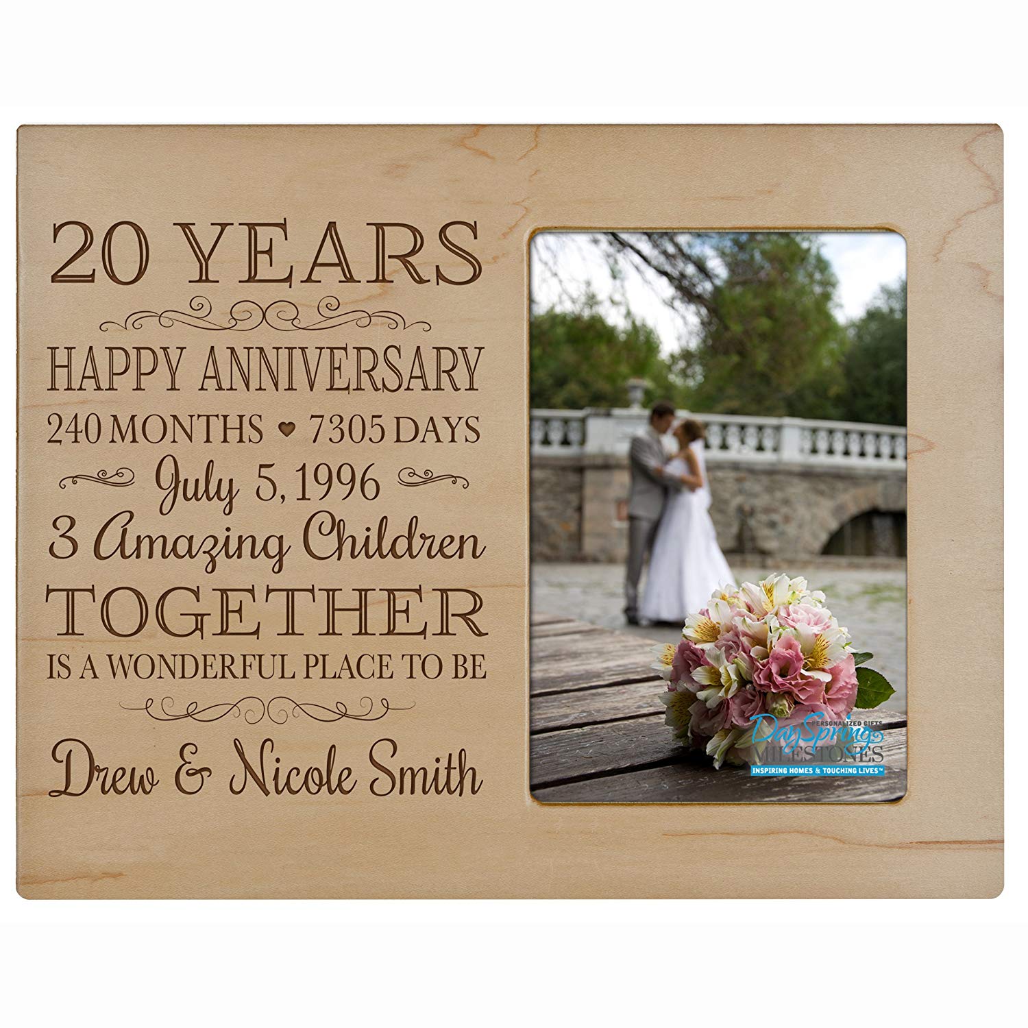 Lifesong Milestones Personalized Unique 20th Wedding Anniversary Picture Frame for Couples