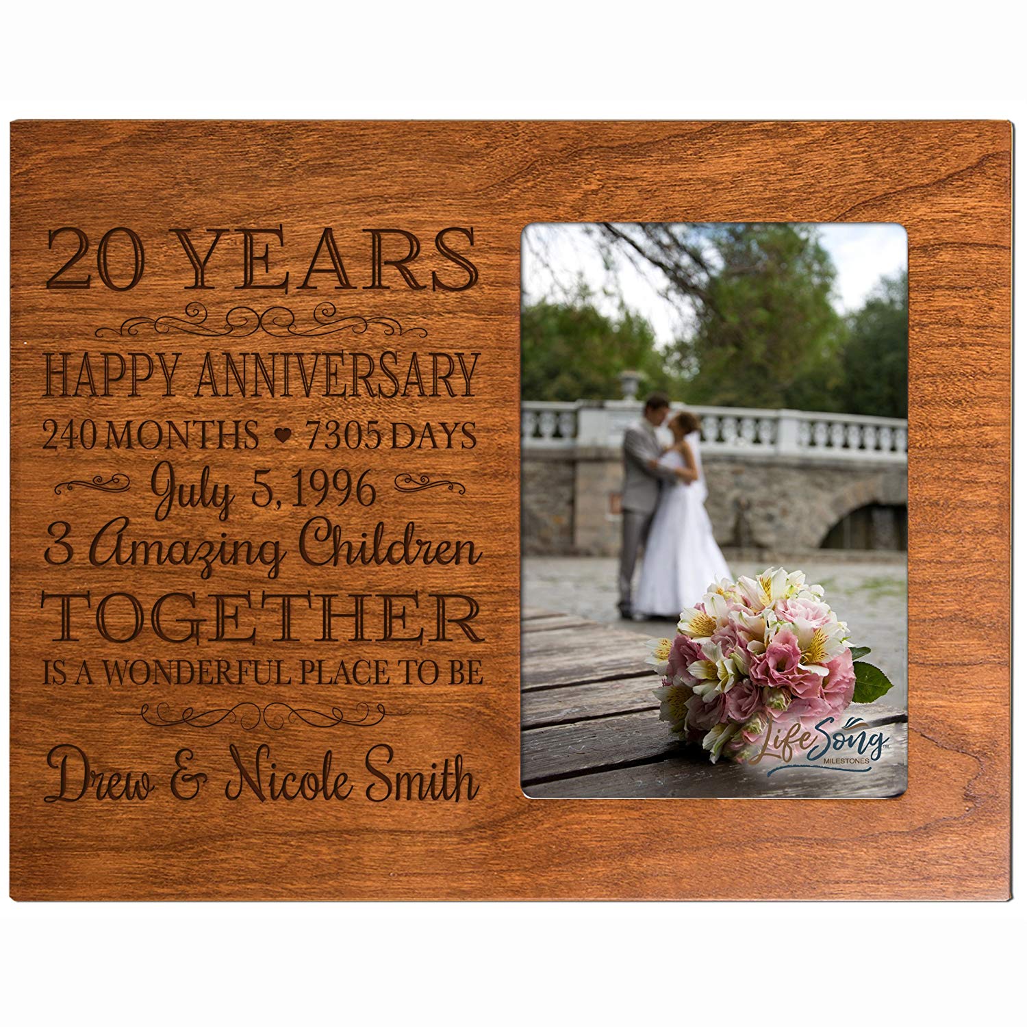 Lifesong Milestones Personalized Unique 20th Wedding Anniversary Picture Frame for Couples
