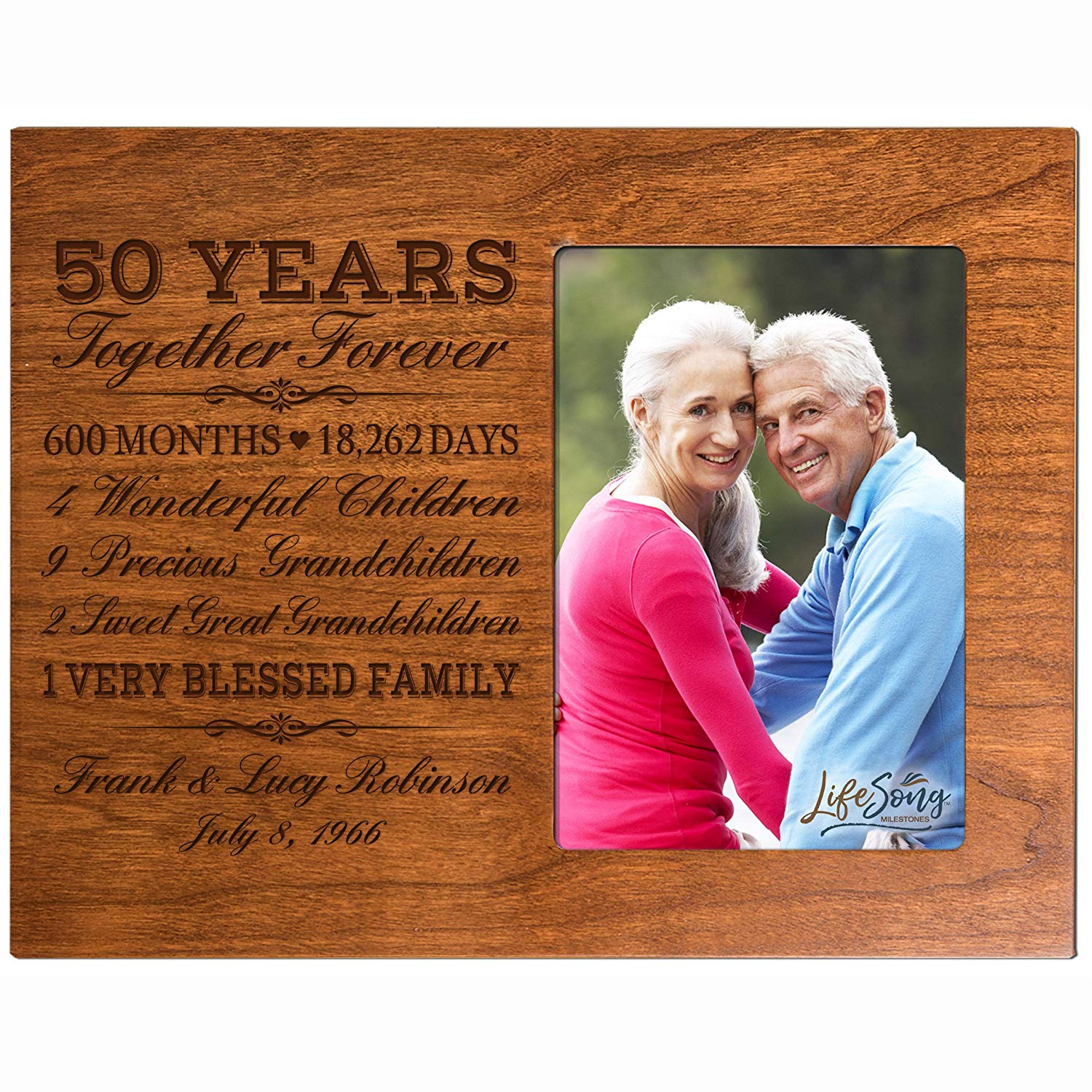 Lifesong Milestones Personalized Unique 50th Wedding Anniversary Picture Frame for Couples
