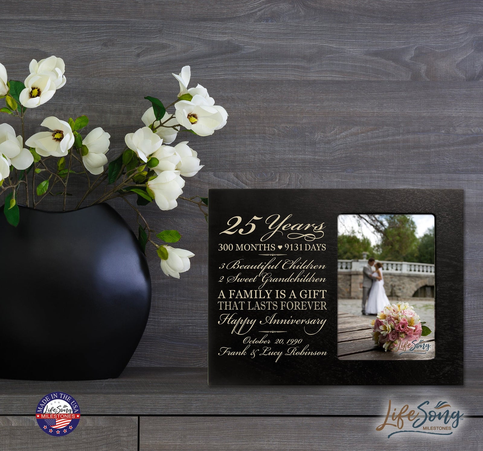 Lifesong Milestones Personalized Unique 25th Wedding Anniversary Picture Frame for Couples