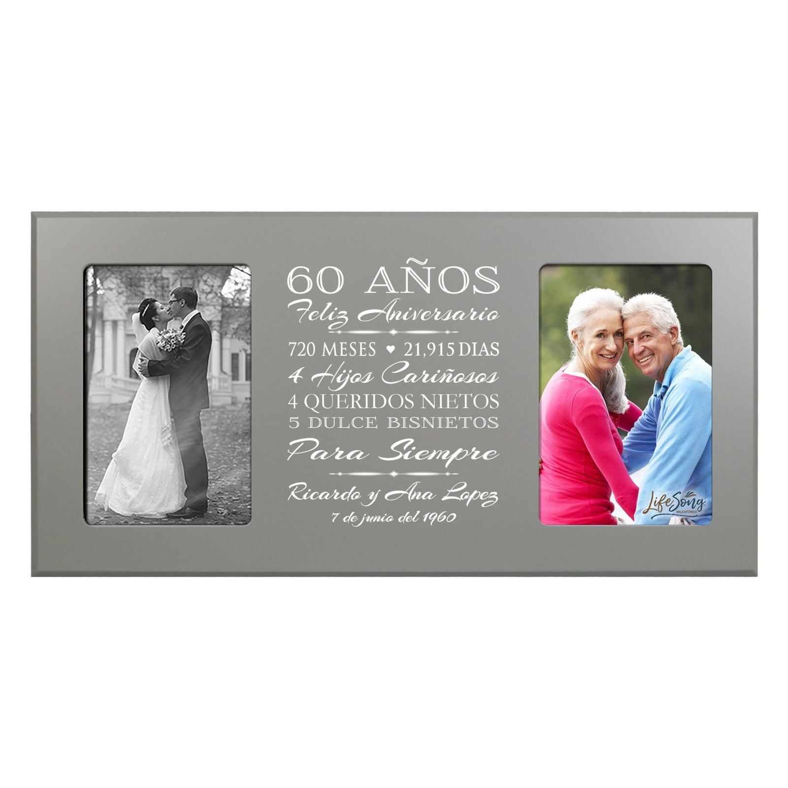 Lifesong Milestones Personalized Couples 60th Wedding Anniversary Spanish Picture Frame