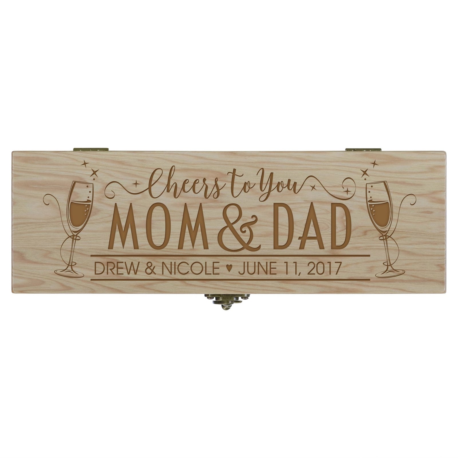 Personalized Anniversary Wine Box with Latch - Mom and Dad - LifeSong Milestones