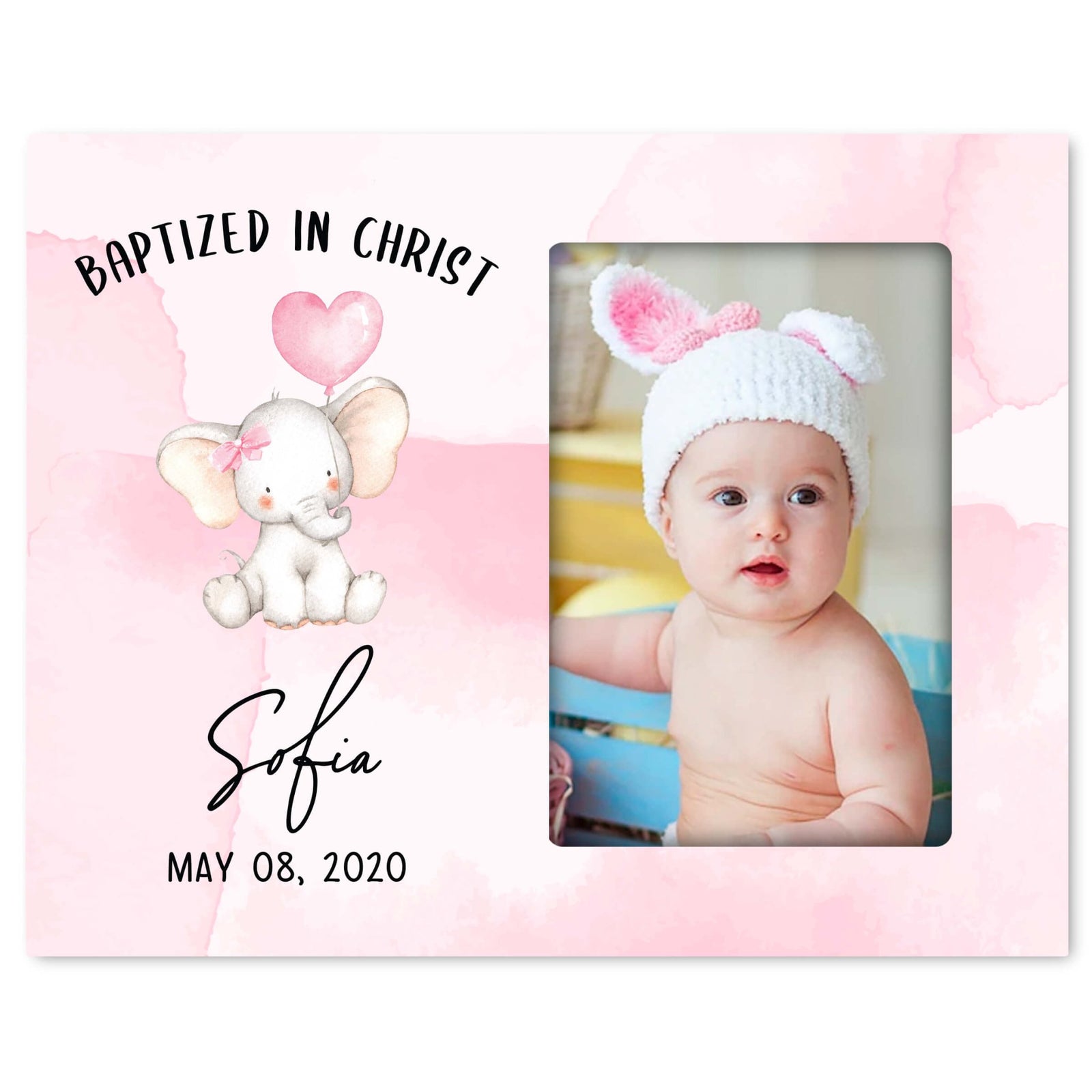 Personalized Baby Baptism Wooden Picture Frame - LifeSong Milestones
