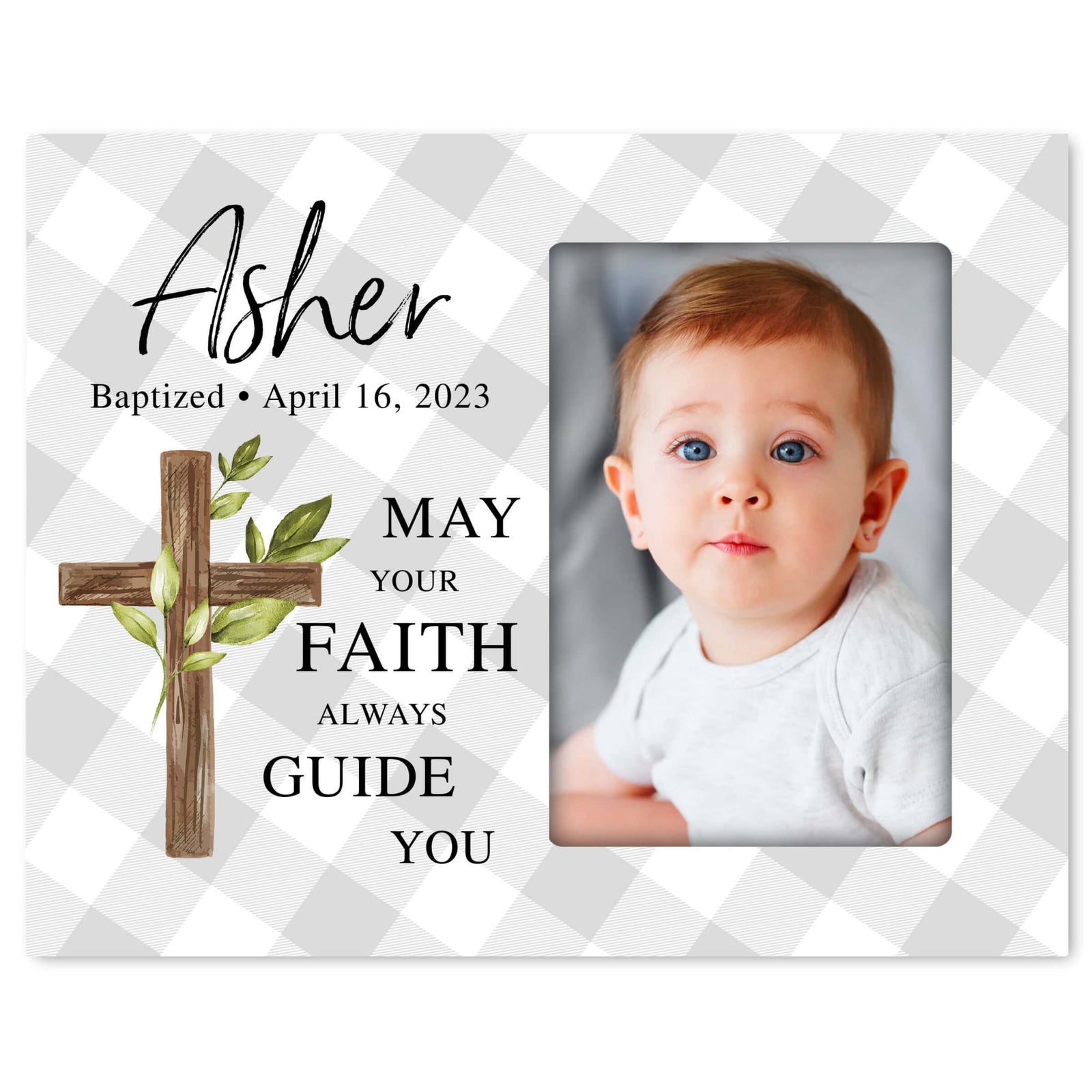 Personalized Baby Baptism Wooden Picture Frame - LifeSong Milestones