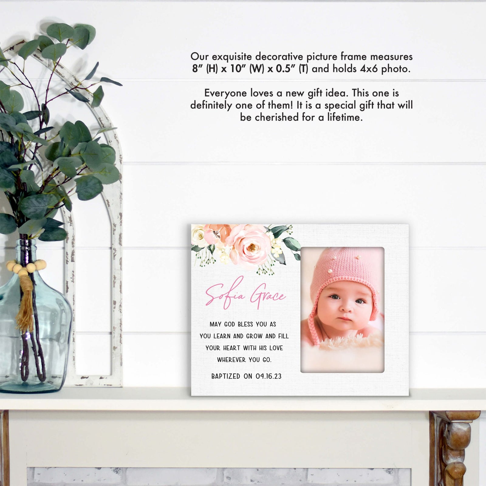 Personalized Baby Baptism Wooden Picture Frame - LifeSong Milestones