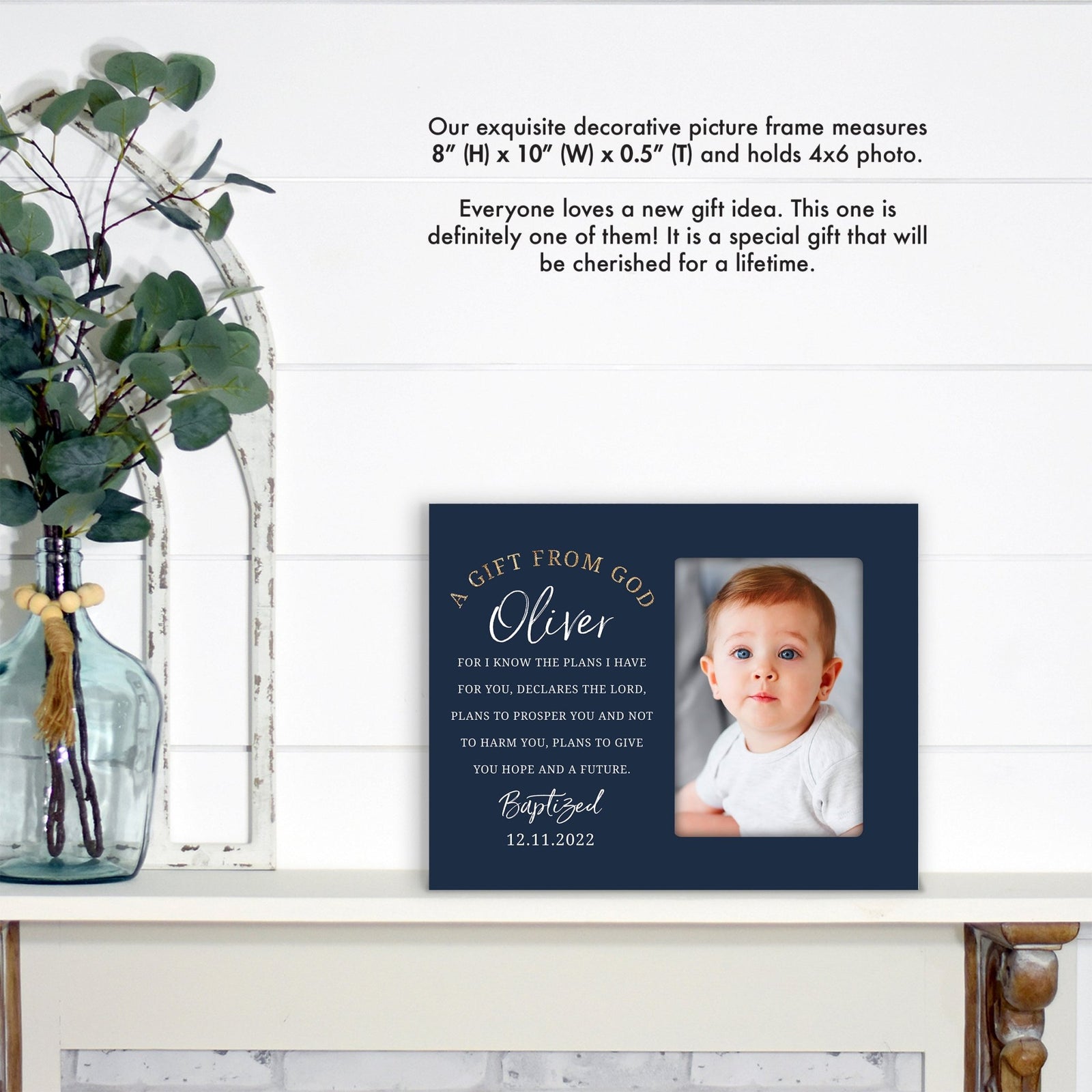 Personalized Baby Baptism Wooden Picture Frame - LifeSong Milestones