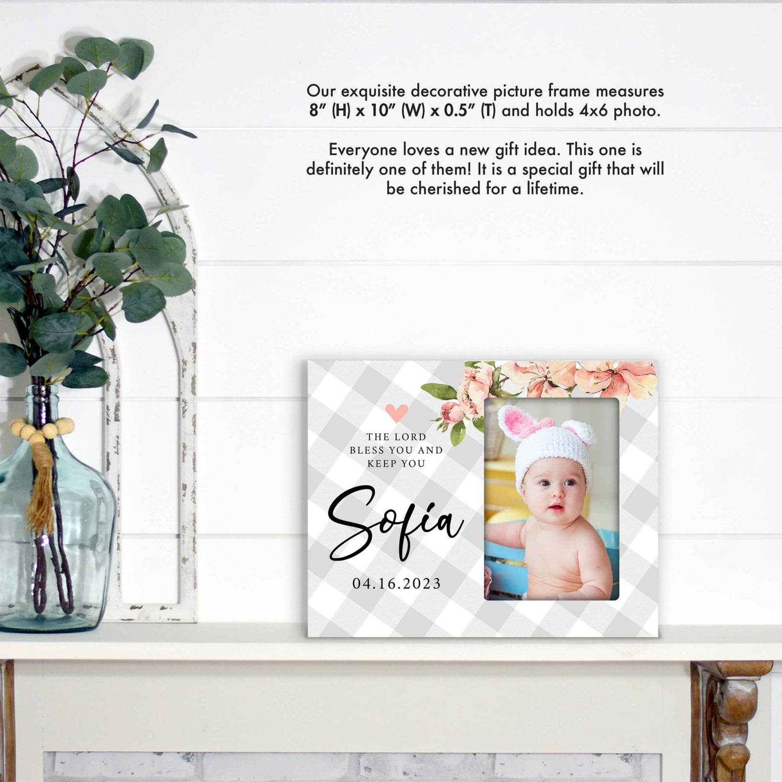 Personalized Baby Baptism Wooden Picture Frame - LifeSong Milestones