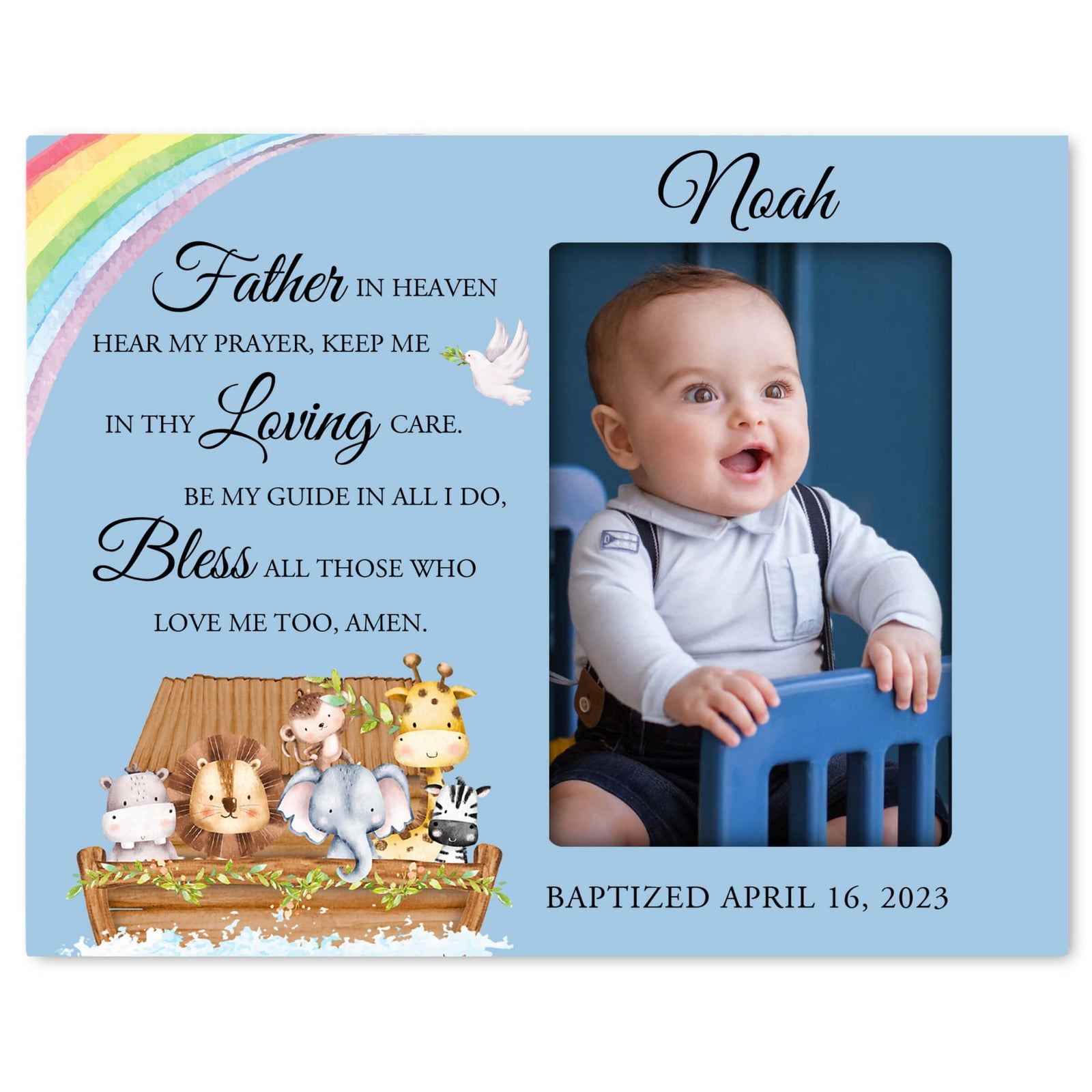 Personalized Baby Baptism Wooden Picture Frame - LifeSong Milestones