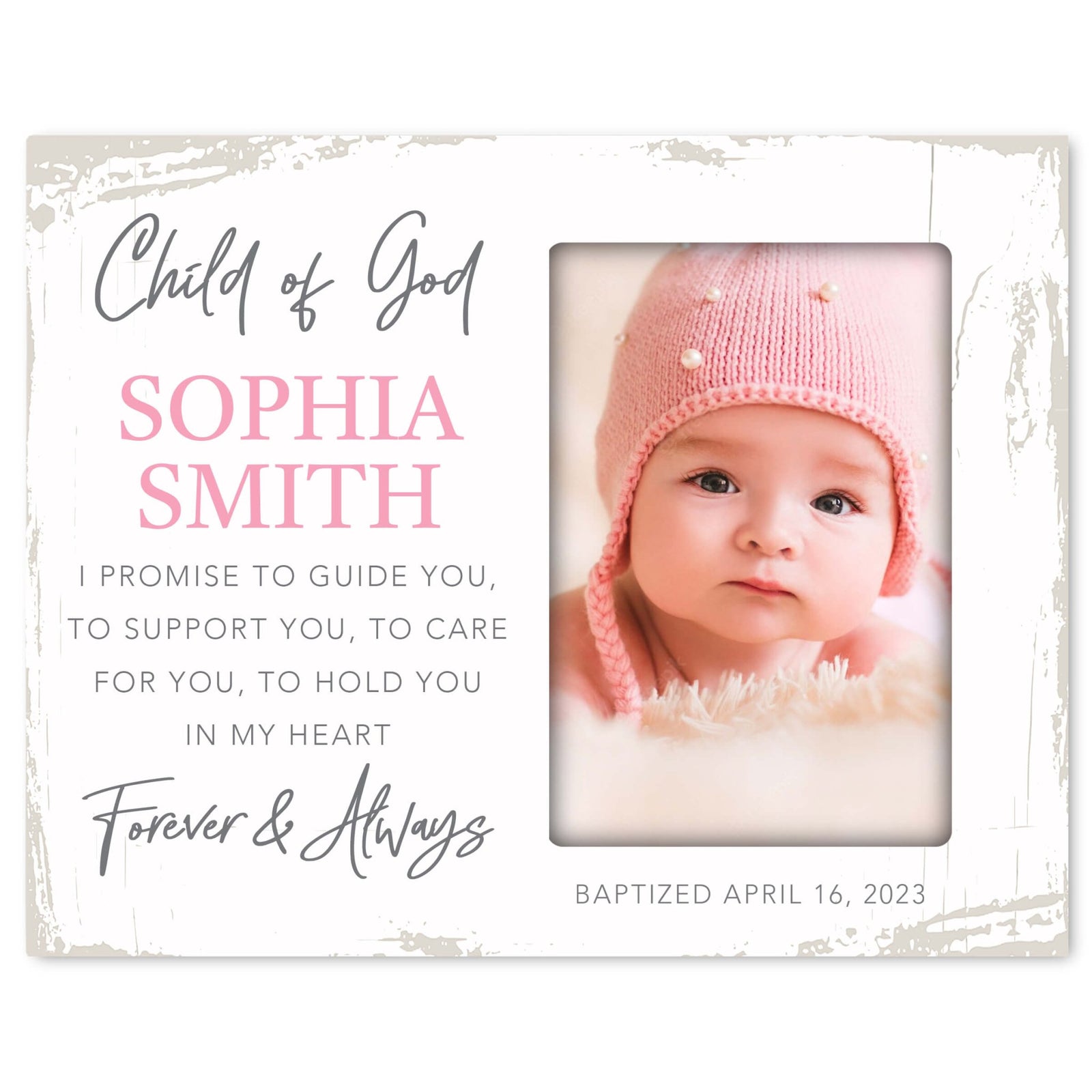 Personalized Baby Baptism Wooden Picture Frame - LifeSong Milestones