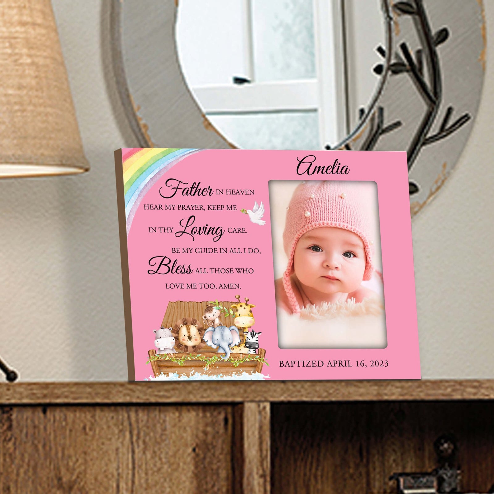 Personalized Baby Baptism Wooden Picture Frame - LifeSong Milestones