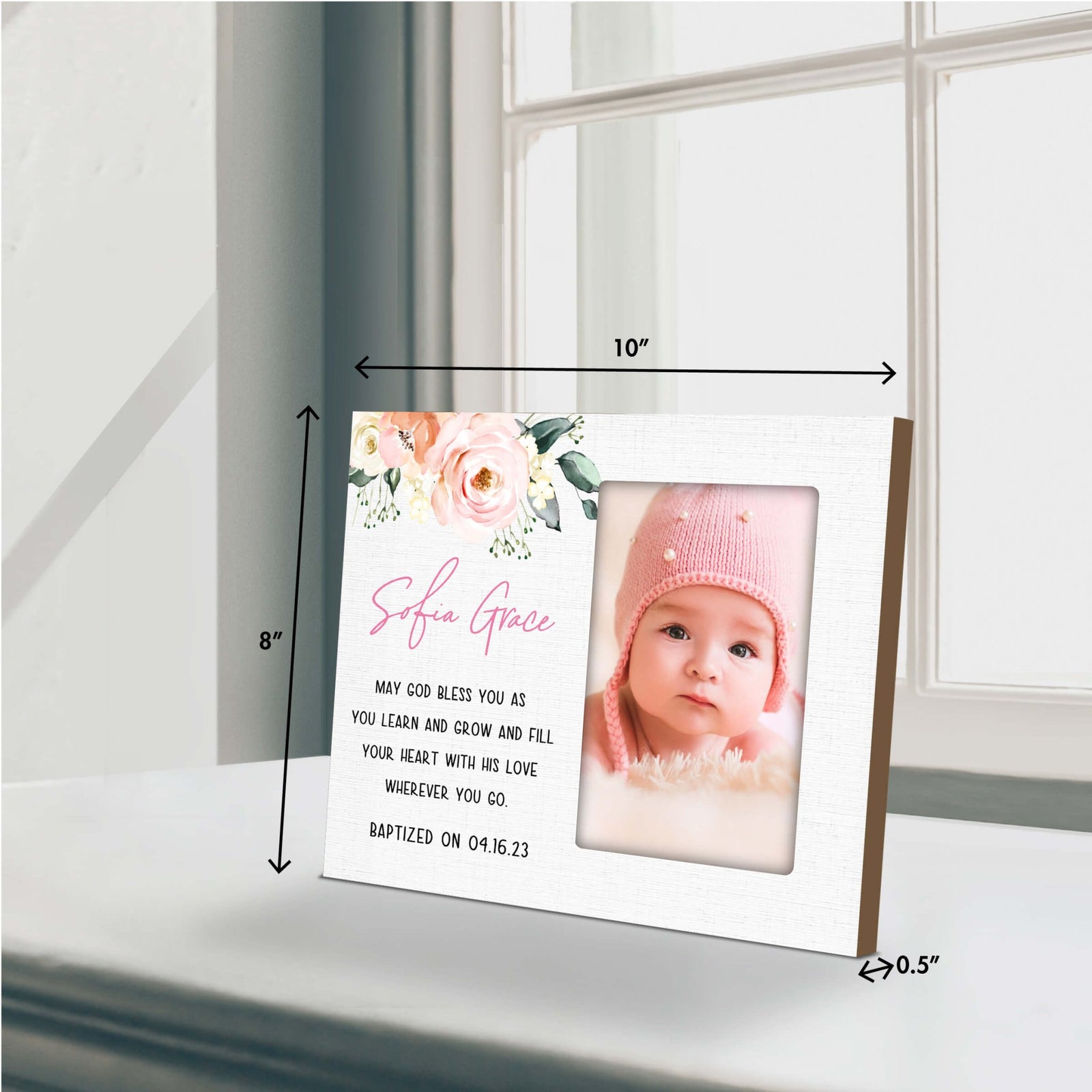 Personalized Baby Baptism Wooden Picture Frame - LifeSong Milestones