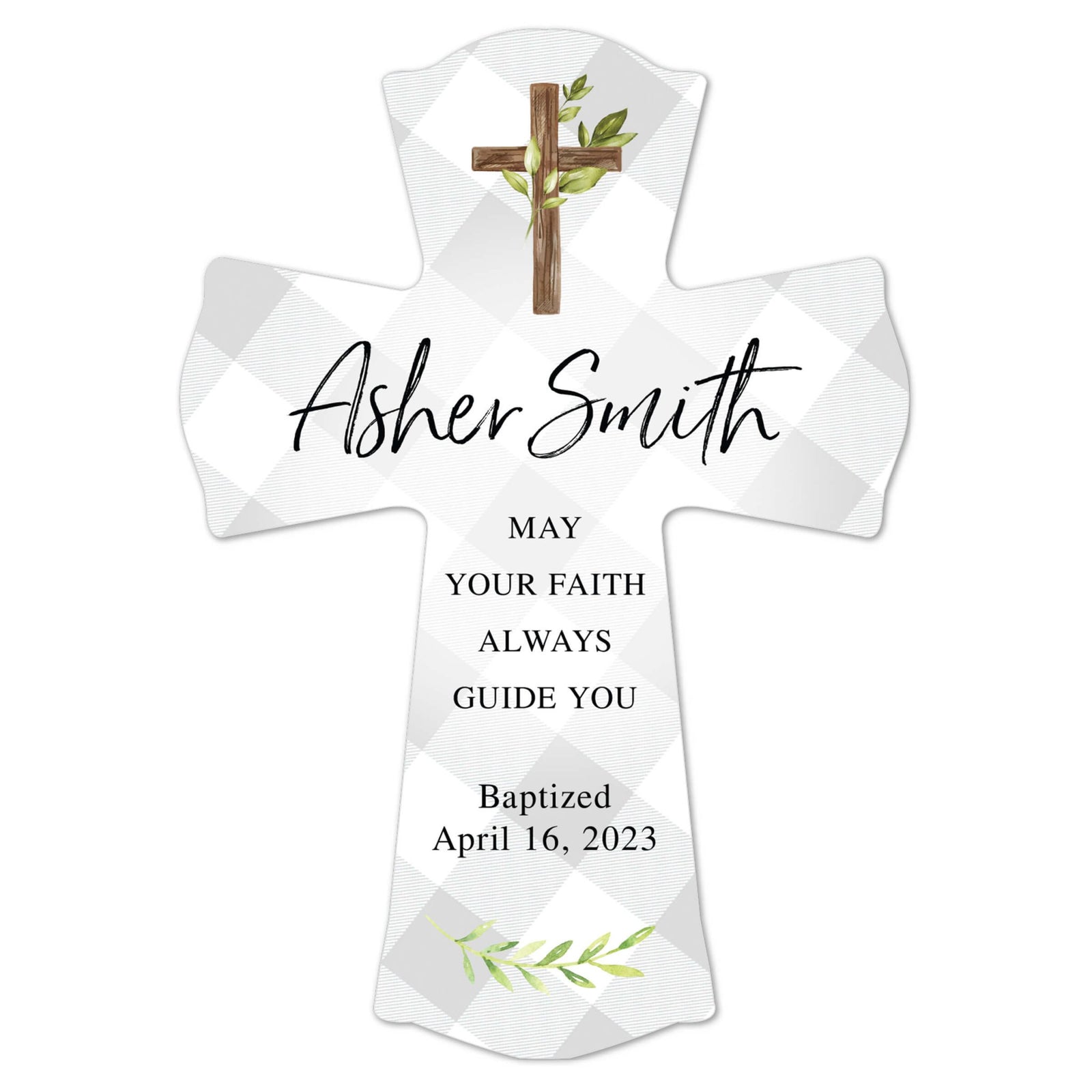 Personalized Baby Baptism Wooden Wall Cross - LifeSong Milestones