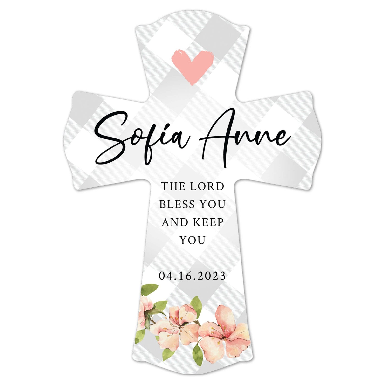 Personalized Baby Baptism Wooden Wall Cross - LifeSong Milestones