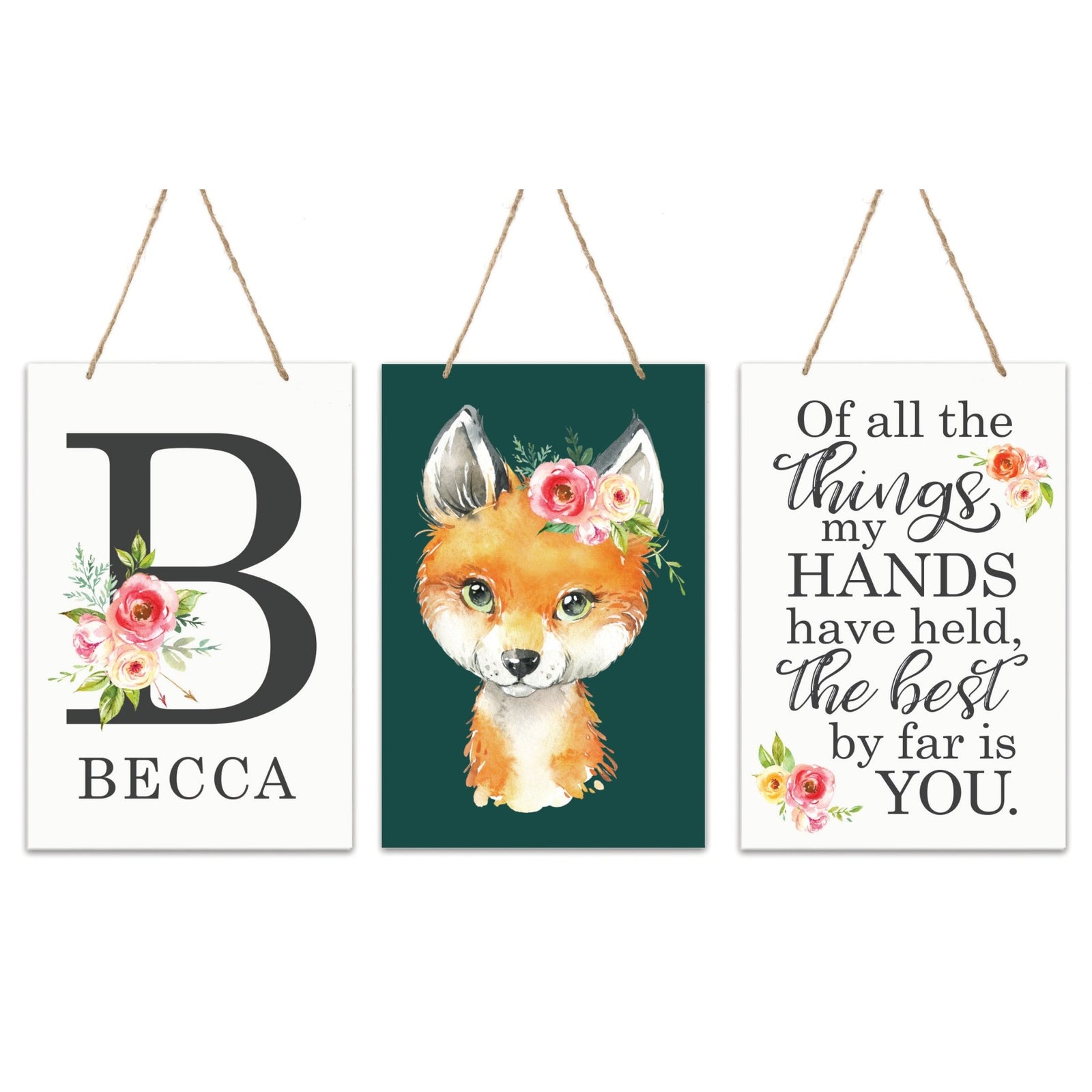 Personalized Baby Birth Arrival Monogram Signs - Girls Forest Animal - LifeSong Milestones