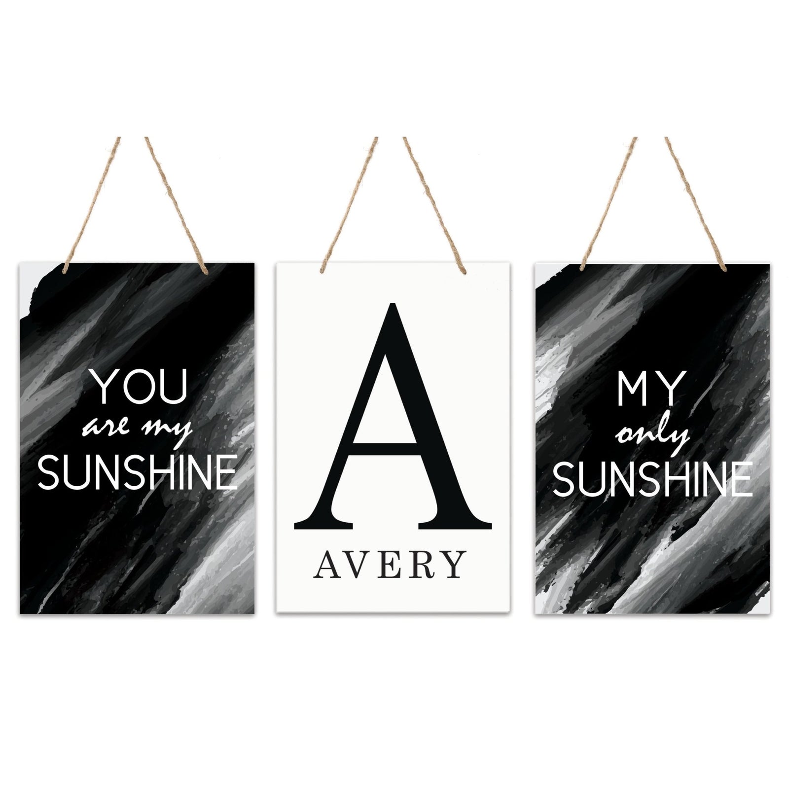 Personalized Baby Birth Arrival Monogram Signs - Sunshine Black - LifeSong Milestones