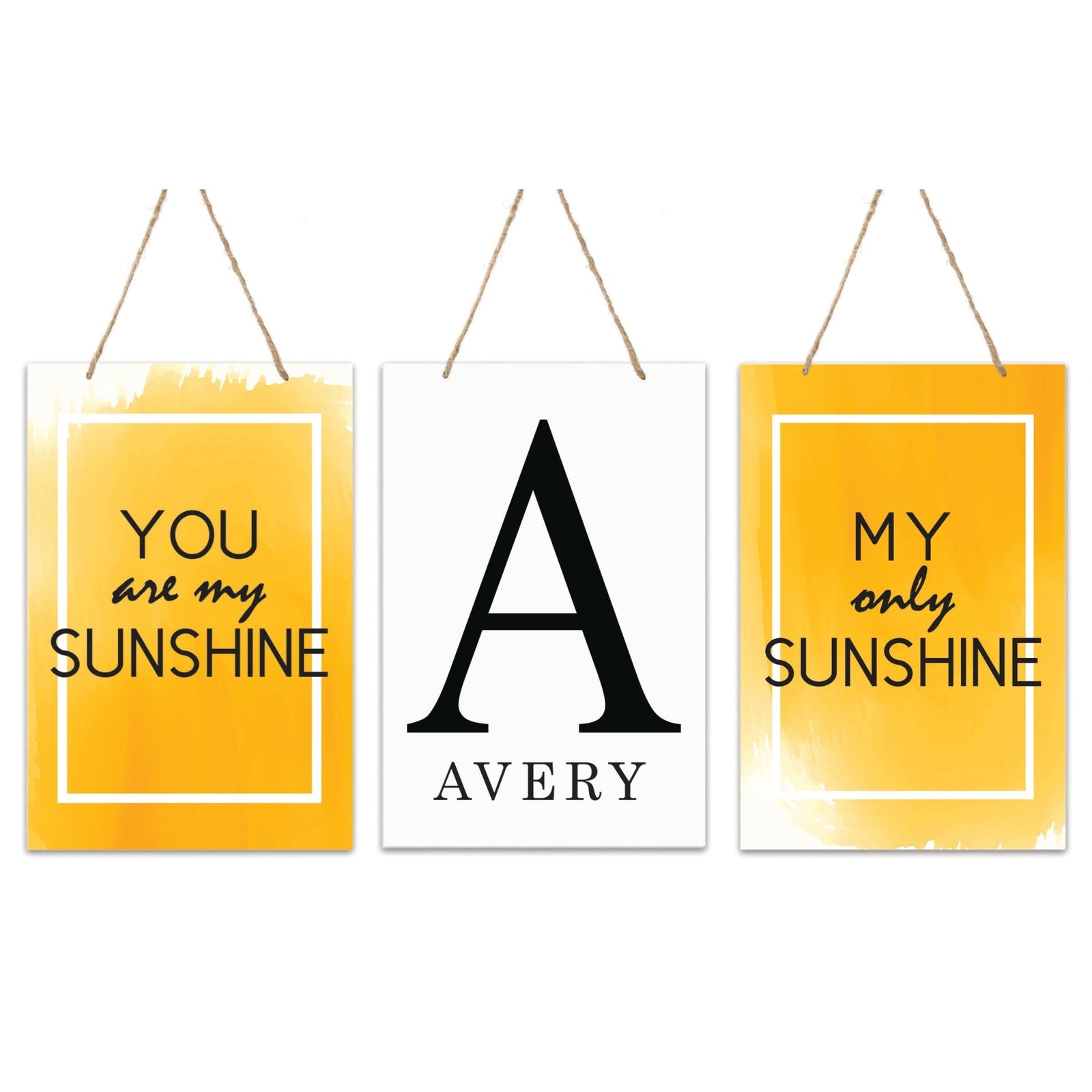 Personalized Baby Birth Arrival Monogram Signs - Sunshine Yellow - LifeSong Milestones