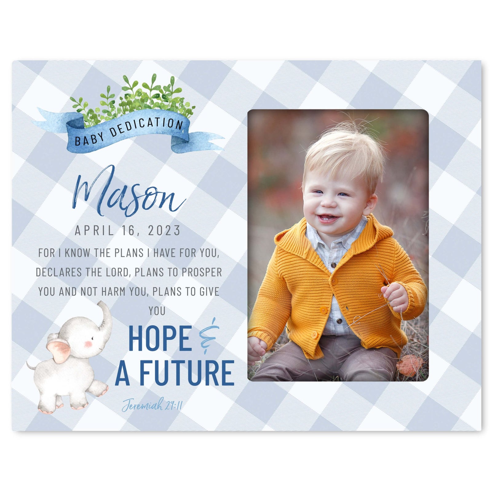 Personalized Baby Dedication Photo Frame - Hope & Future - LifeSong Milestones