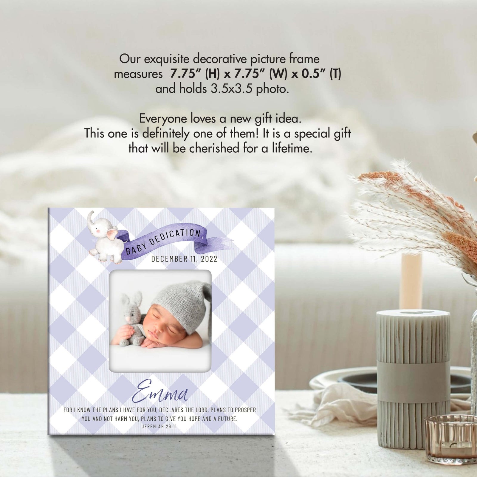 Personalized Baby Dedication Photo Frame – Jeremiah 29:11 - LifeSong Milestones