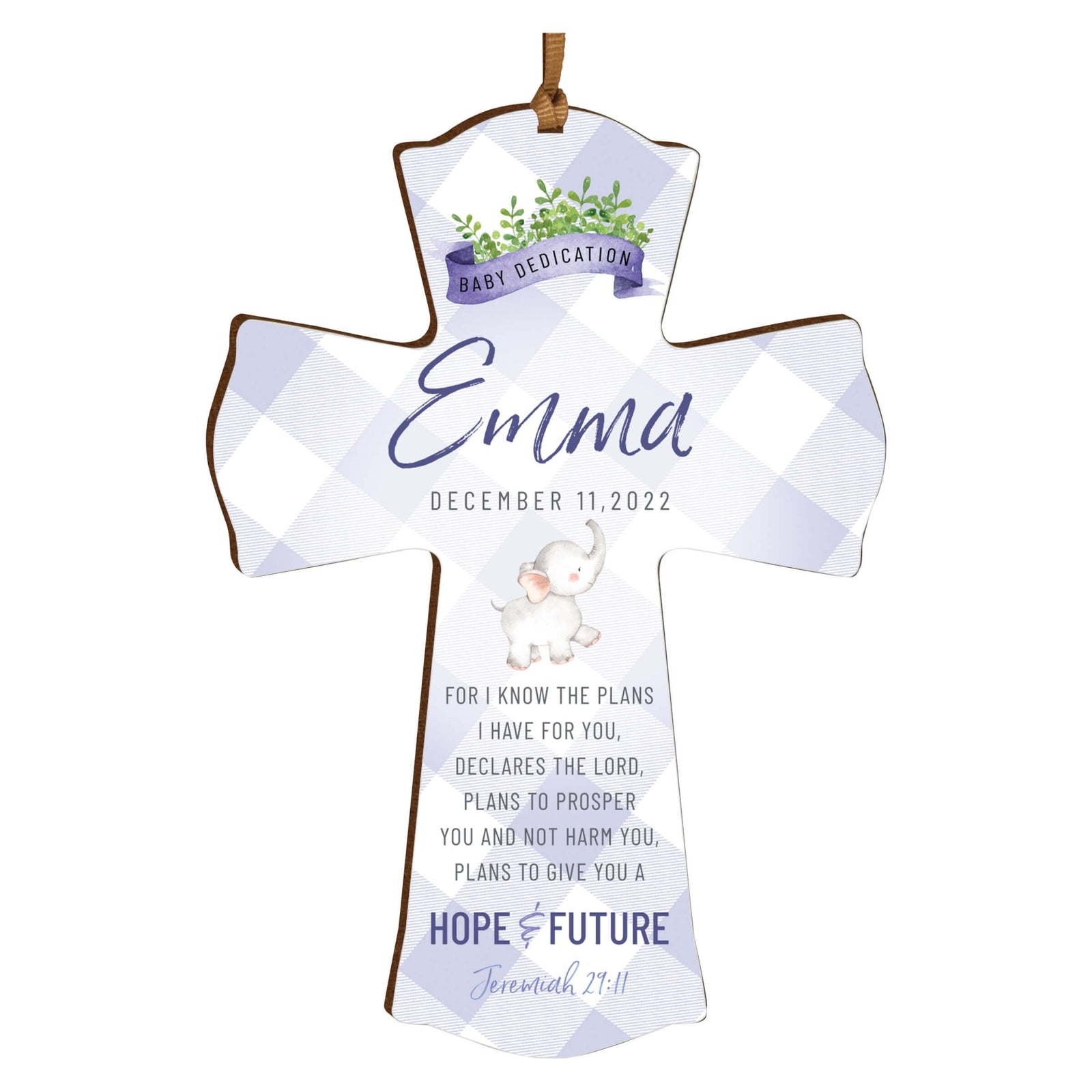 Personalized Baby Dedication Wooden Mini Cross - For I Know The Plans - LifeSong Milestones