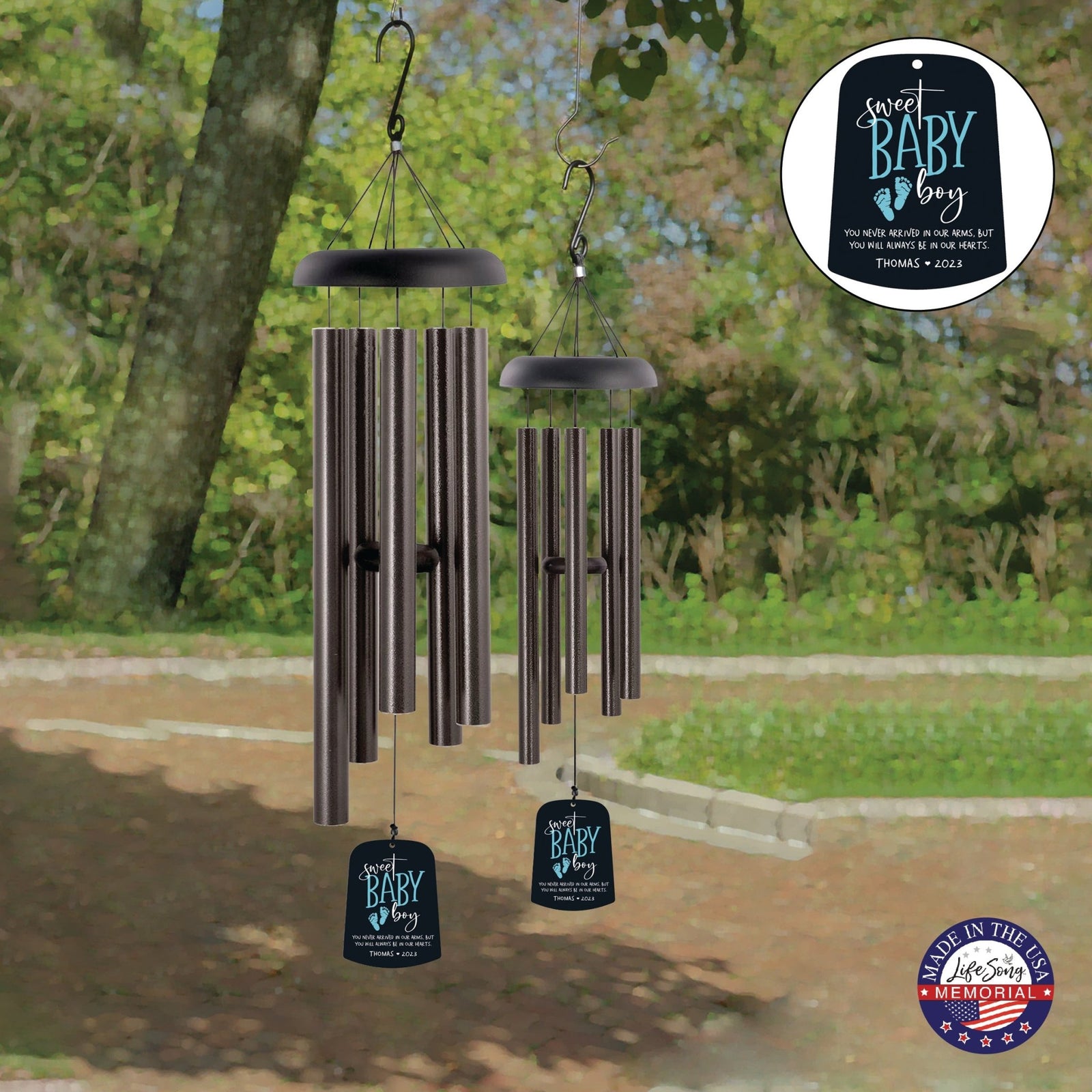 Personalized Baby Memorial Wind Chime Sail Sympathy Gift - Sweet Baby Boy - LifeSong Milestones
