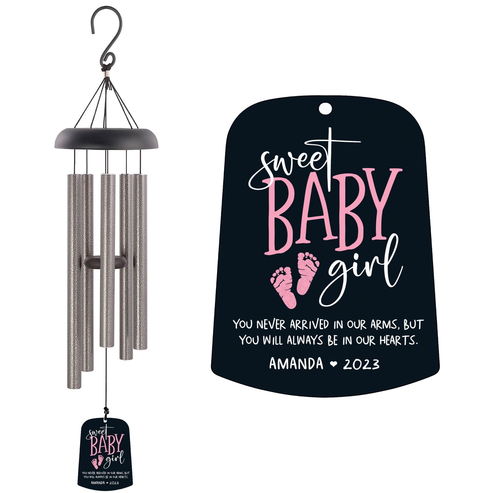 Personalized Baby Memorial Wind Chime Sail Sympathy Gift - Sweet Baby Girl - LifeSong Milestones