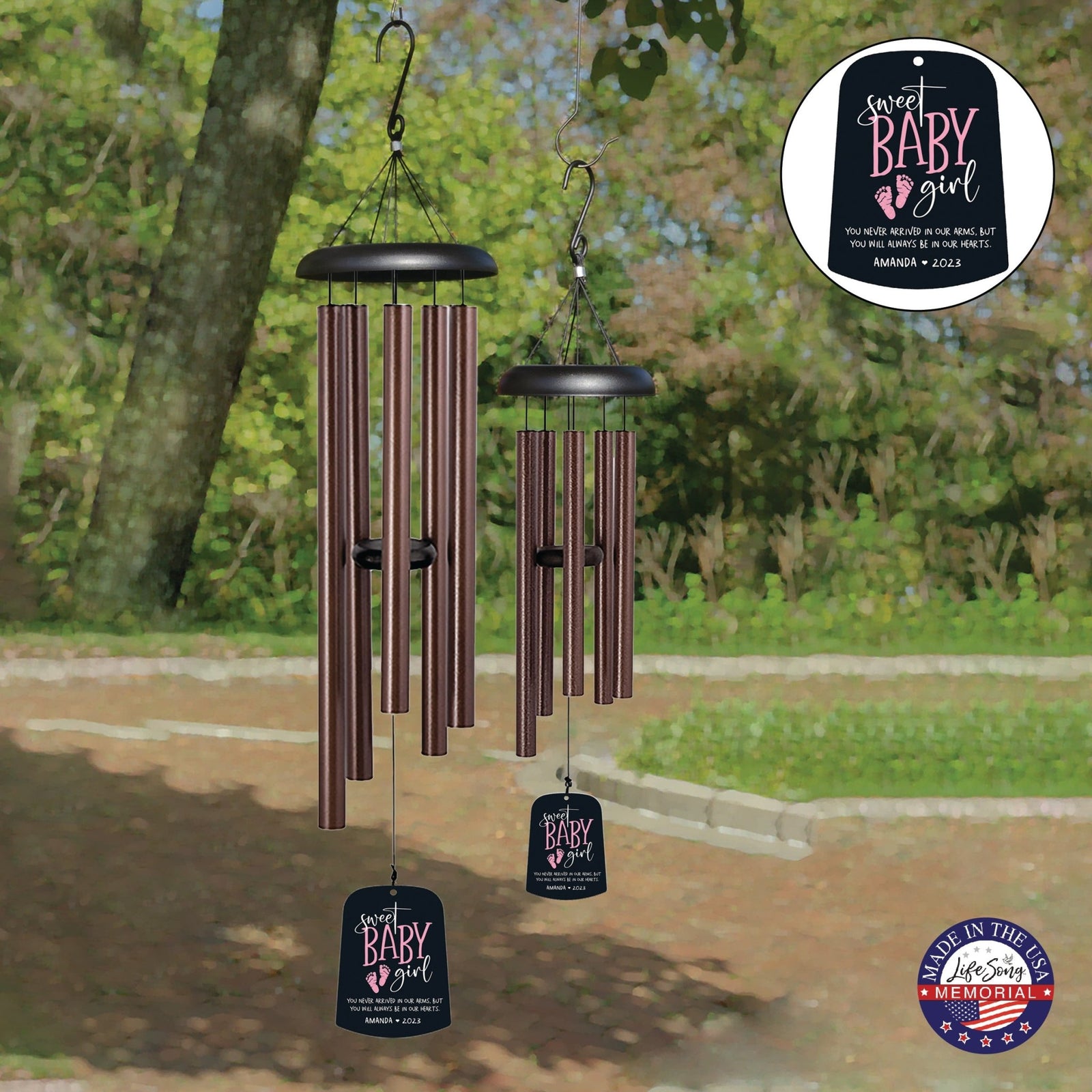 Personalized Baby Memorial Wind Chime Sail Sympathy Gift - Sweet Baby Girl - LifeSong Milestones