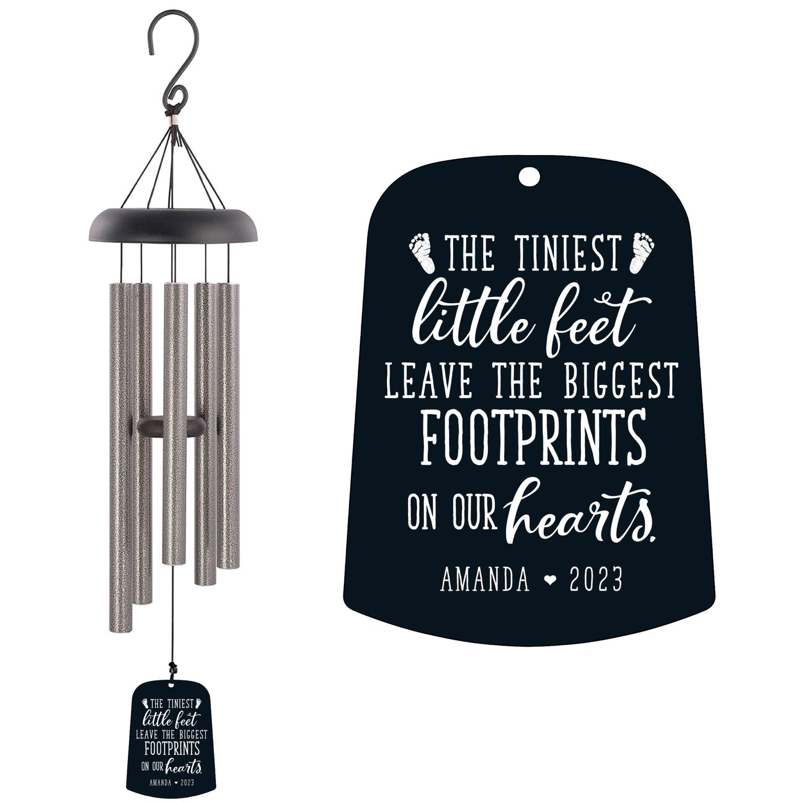 Personalized Baby Memorial Wind Chime Sail Sympathy Gift - Tiniest Little Feet - LifeSong Milestones
