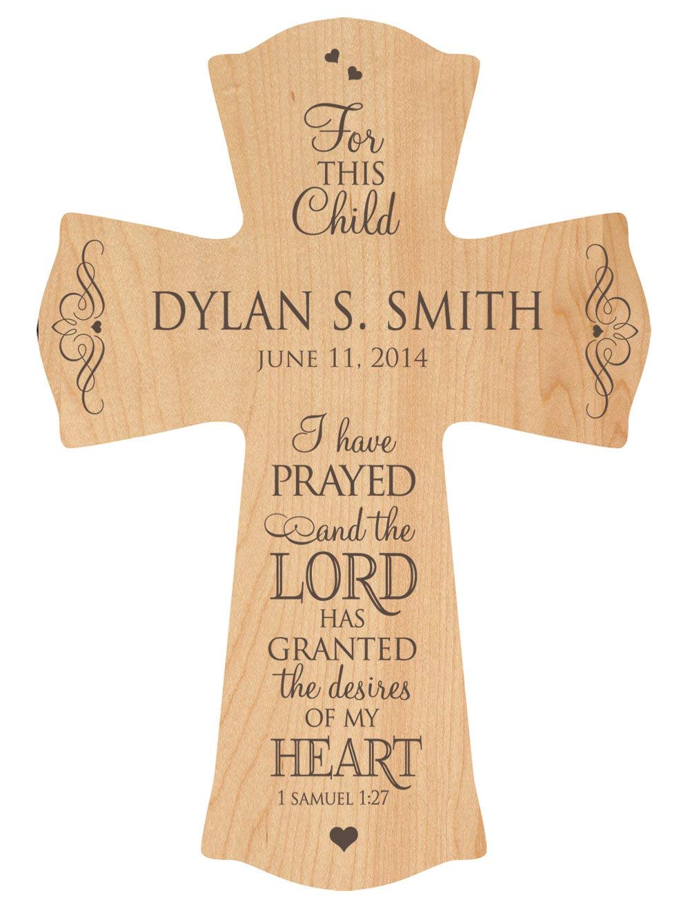 Personalized Baptism 1st communion cross "I Have Prayed" - LifeSong Milestones