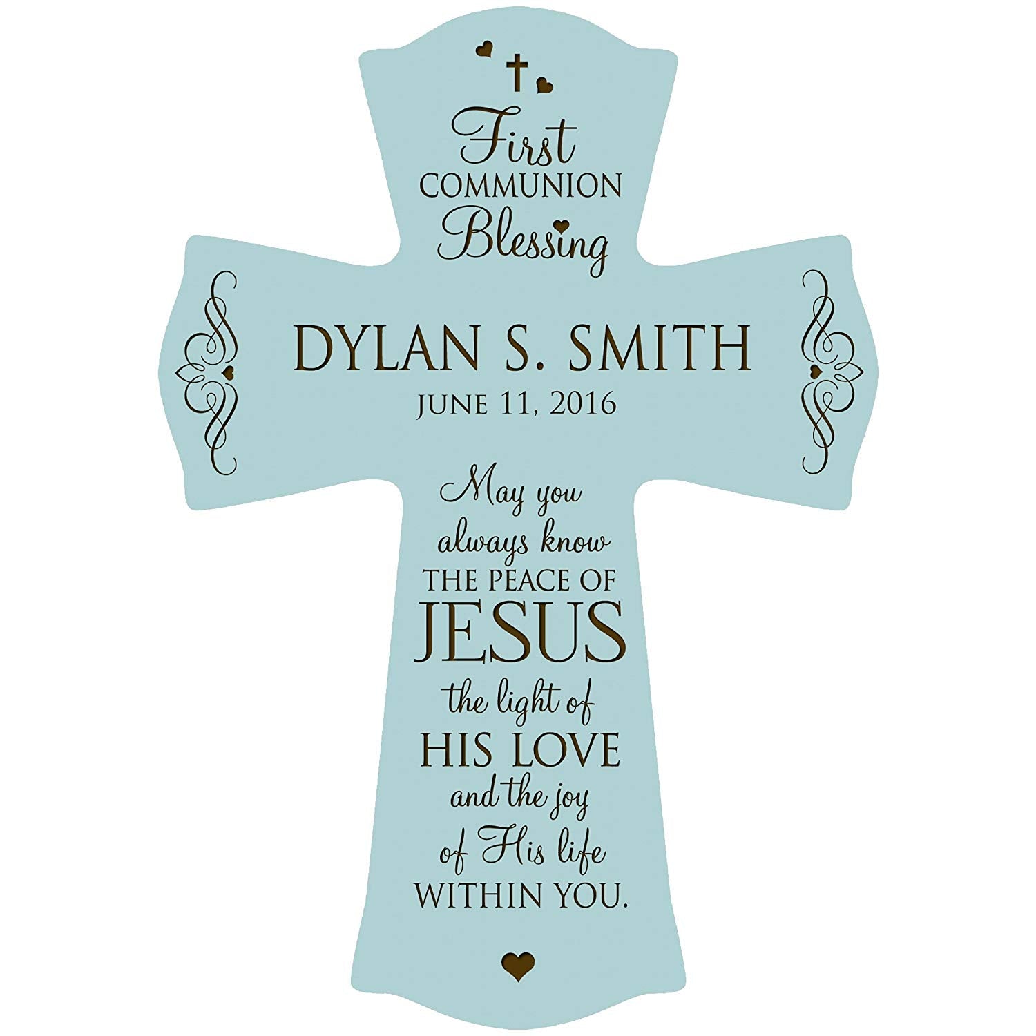 Personalized Baptism 1st Holy Communion Christening Cross Gift - LifeSong Milestones