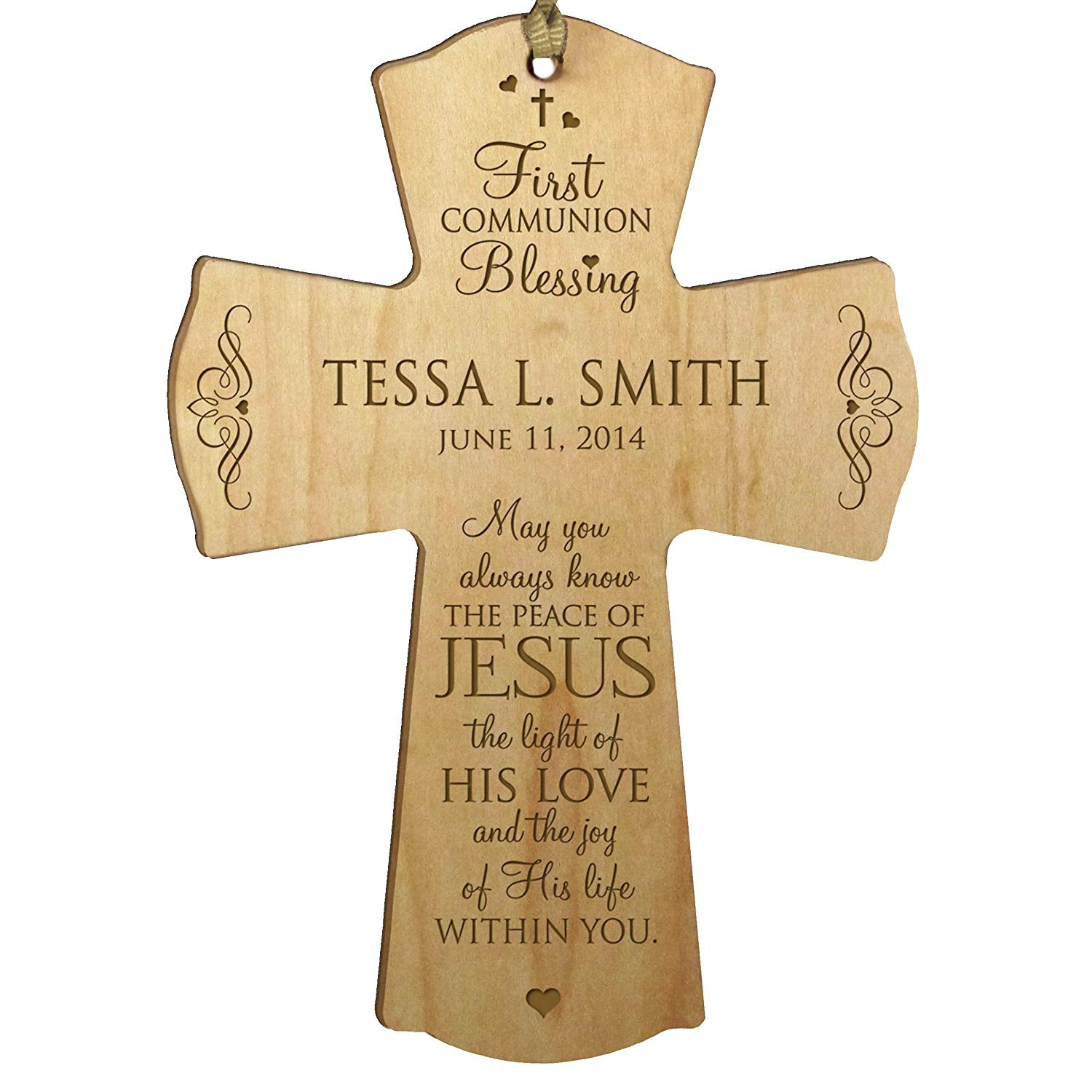 Personalized Baptism 1st Holy Communion Christening Cross Gift - LifeSong Milestones