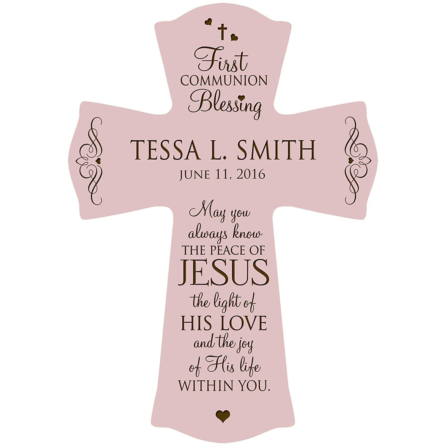 Personalized Baptism 1st Holy Communion Christening Cross Gift - LifeSong Milestones
