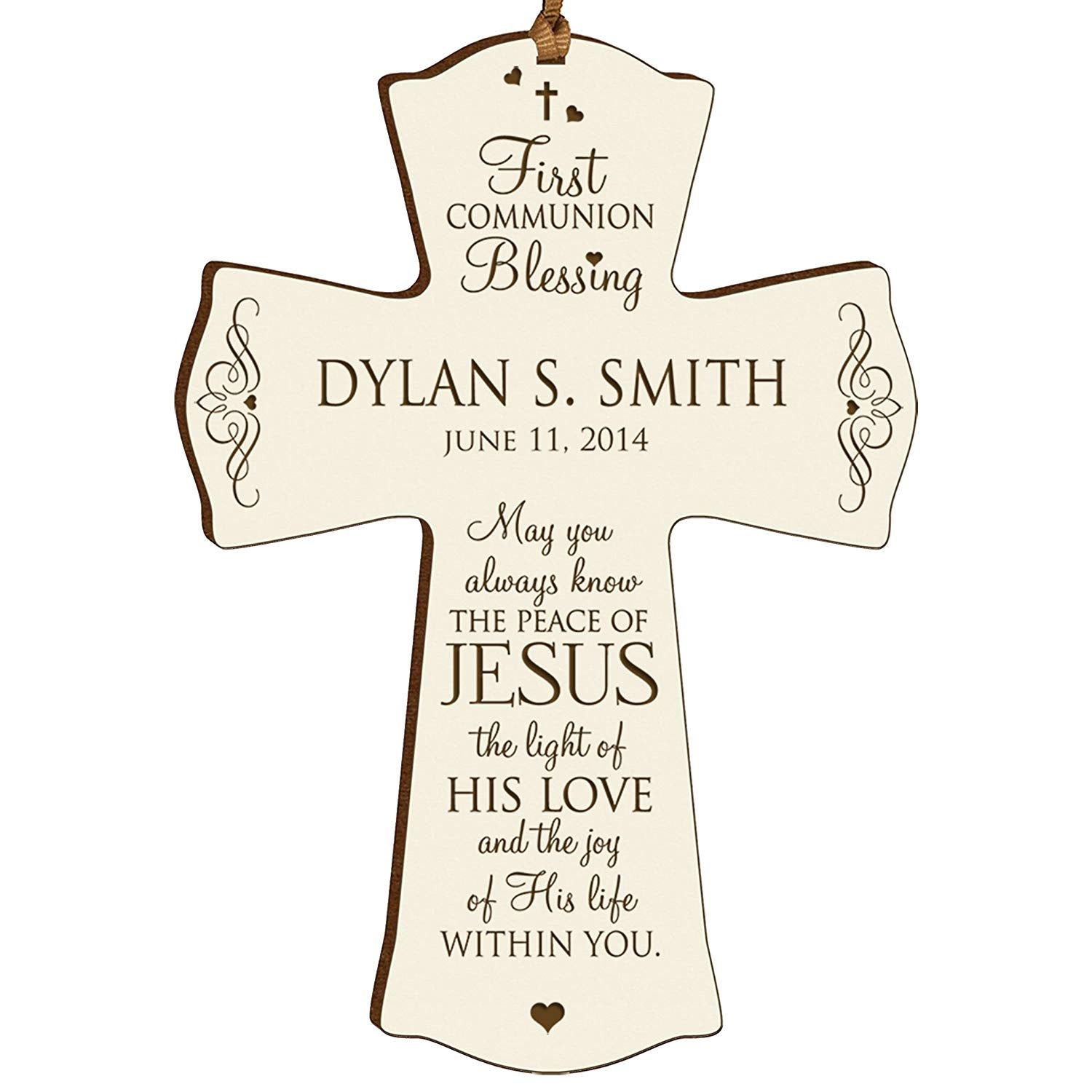 Personalized Baptism 1st Holy Communion Christening Cross Gift - LifeSong Milestones