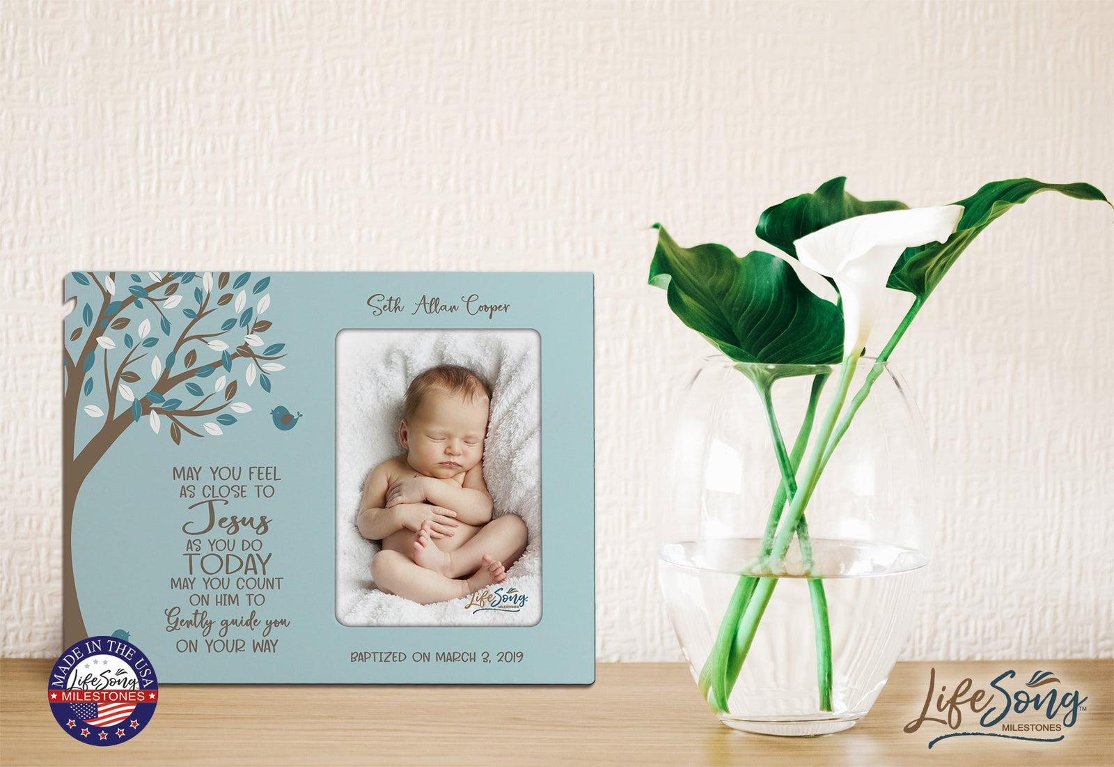 Personalized Baptism Blessing Frame For Newborn -May You Feel Close - LifeSong Milestones