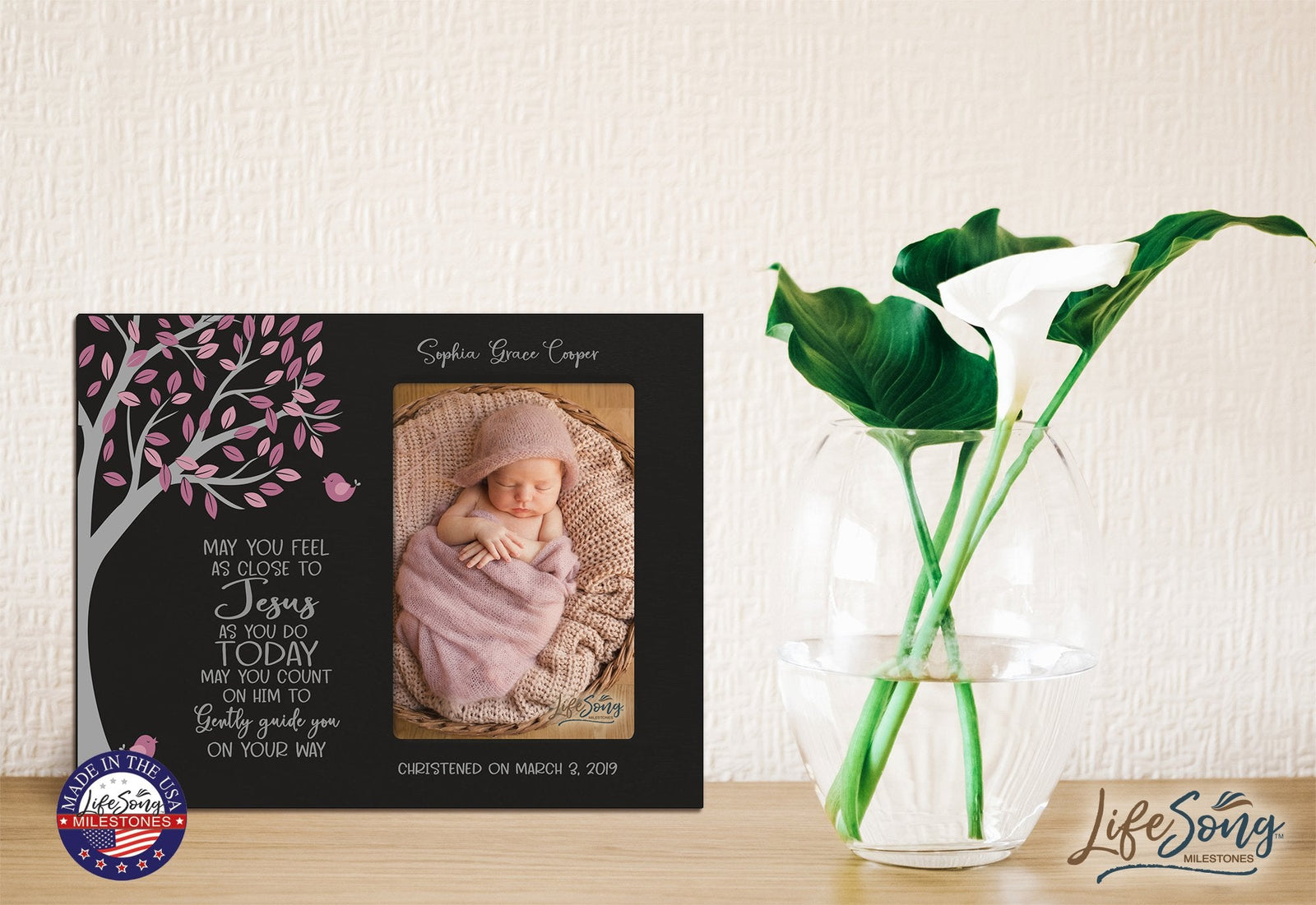 Personalized Baptism Blessing Frame For Newborn -May You Feel Close - LifeSong Milestones
