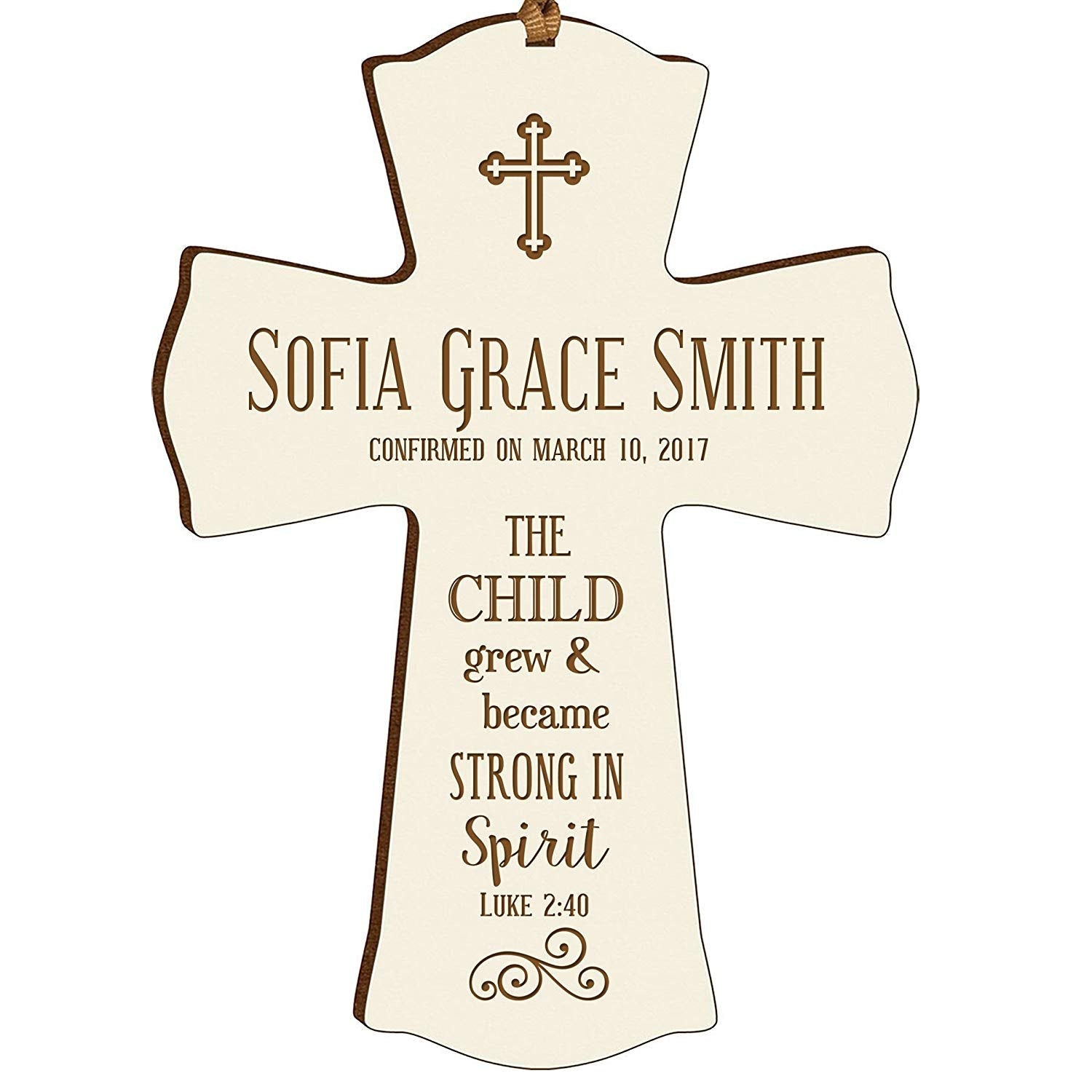 Personalized Baptism Christening Cross Ornament - The Child Grew - LifeSong Milestones