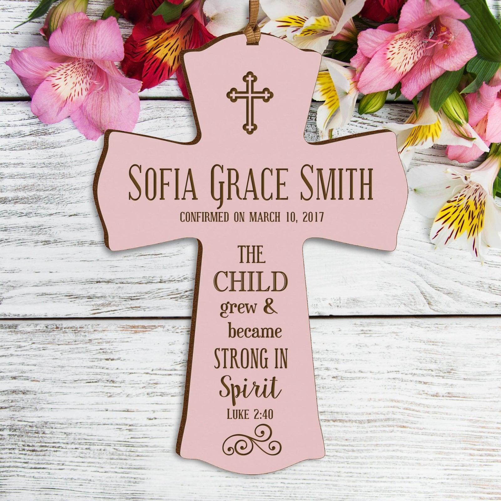 Personalized Baptism Christening Cross Ornament - The Child Grew - LifeSong Milestones