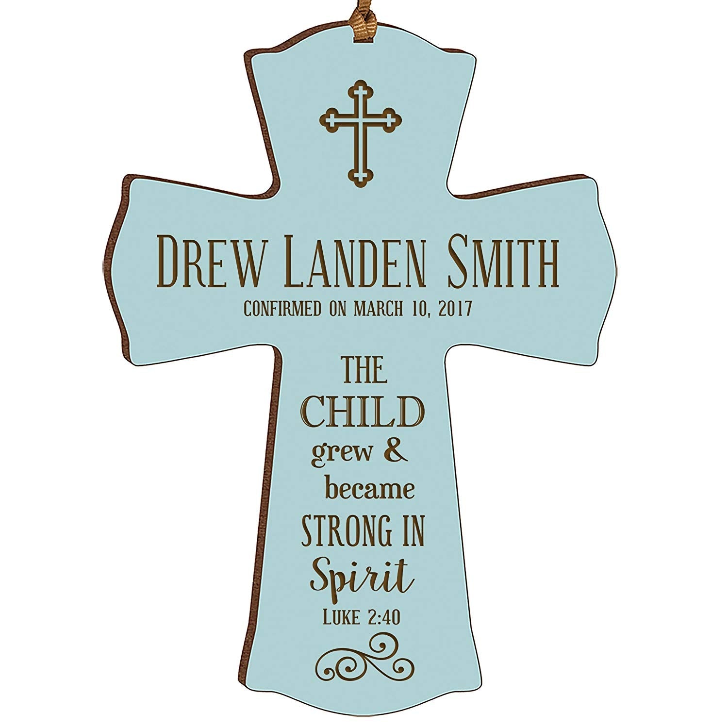 Personalized Baptism Christening Cross Ornament - The Child Grew - LifeSong Milestones