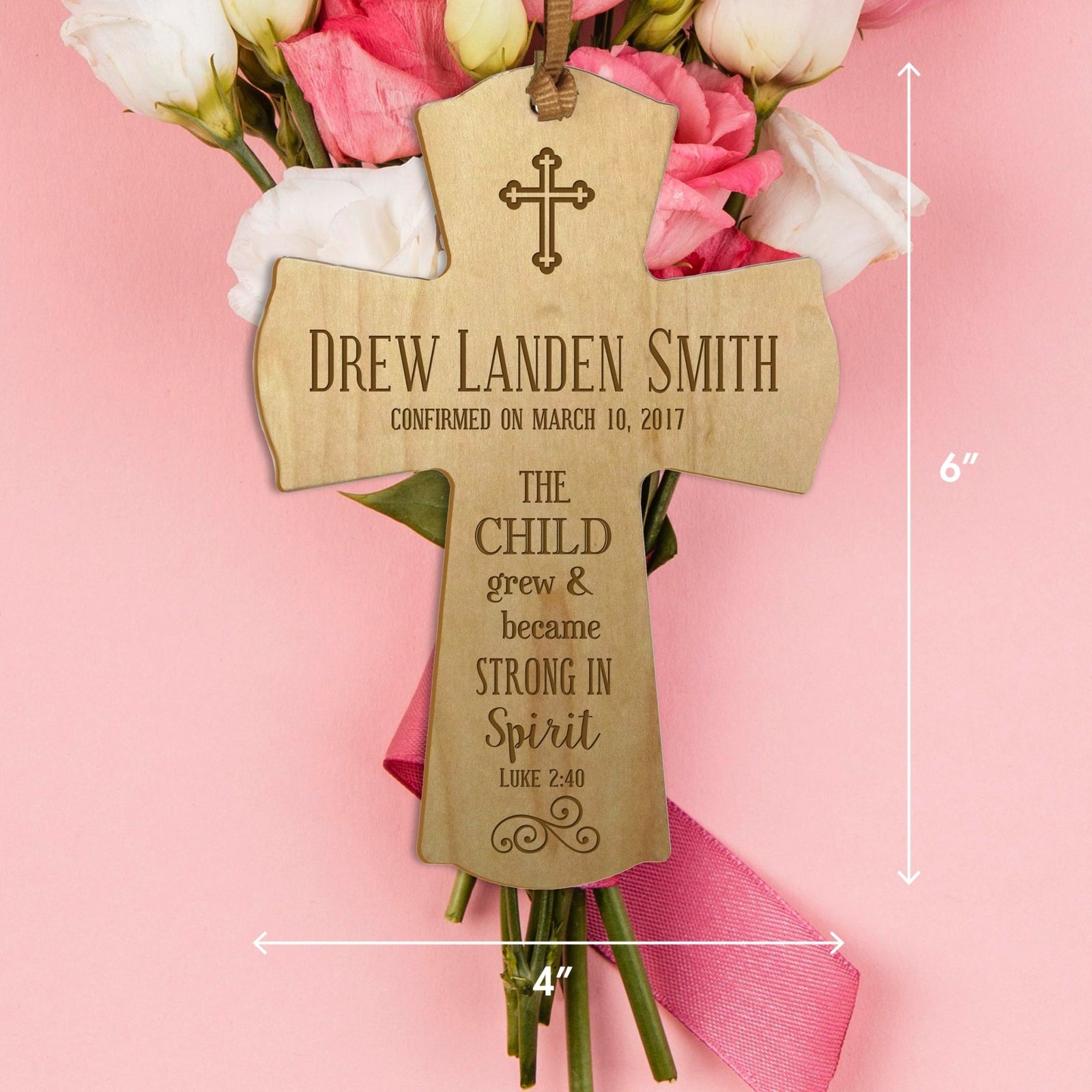 Personalized Baptism Christening Cross Ornament - The Child Grew - LifeSong Milestones