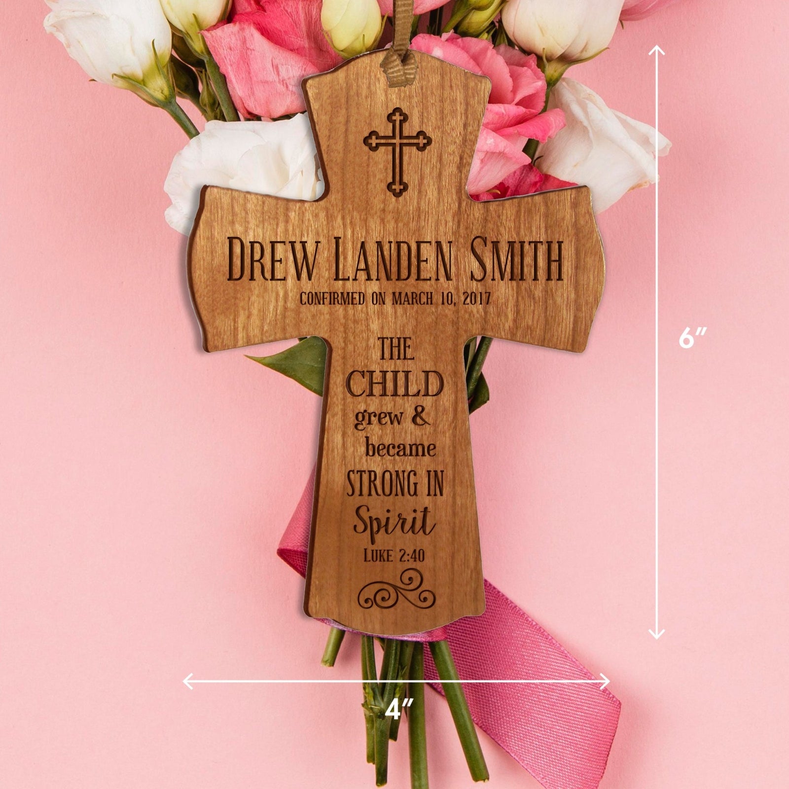 Personalized Baptism Christening Cross Ornament - The Child Grew - LifeSong Milestones