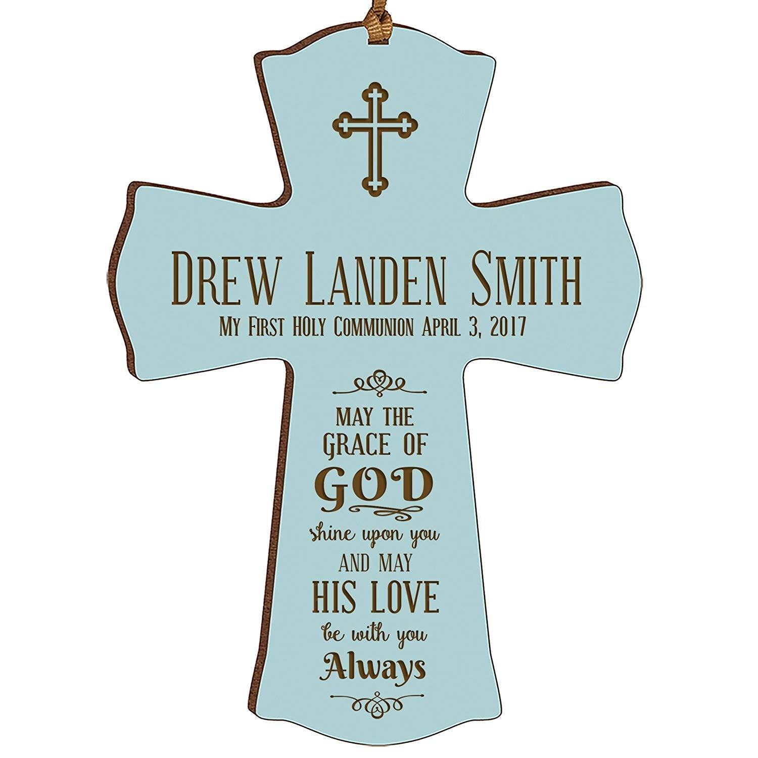 Personalized Baptism Cross Ornament - May The Grace Of God - LifeSong Milestones