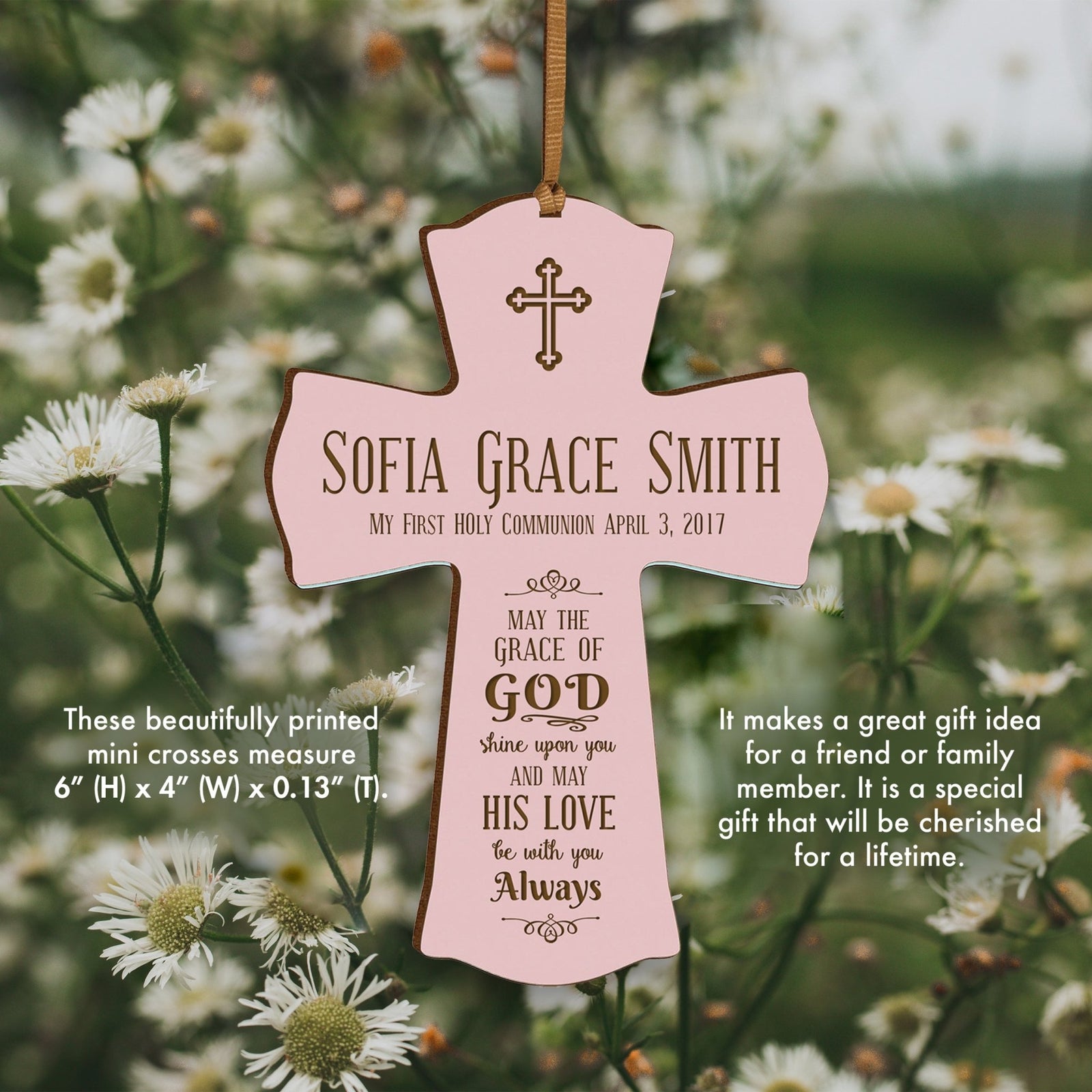 Personalized Baptism Cross Ornament - May The Grace Of God - LifeSong Milestones