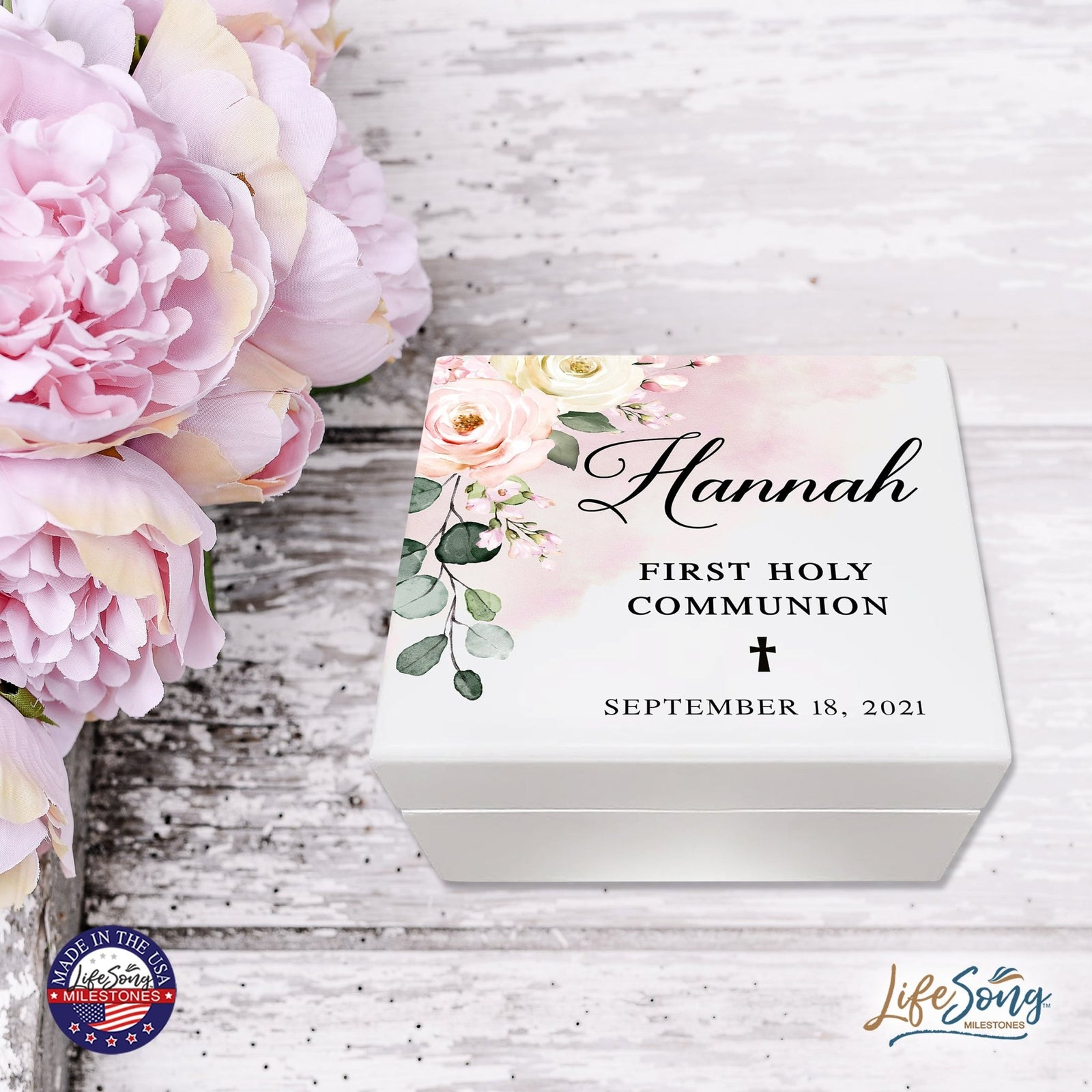 Lifesong Milestones Personalized First Holy Communion Keepsake Jewelry Box Gift for Girls