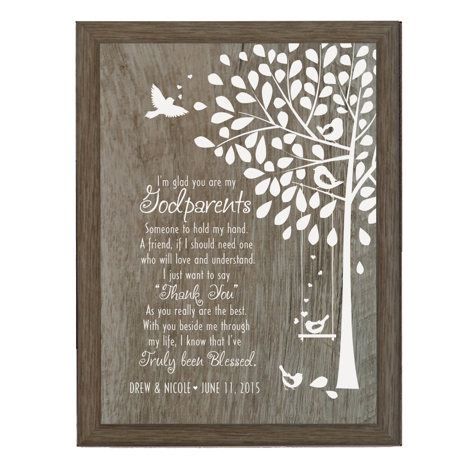 Lifesong Milestones Personalized Baptism Wooden Wall Plaque Home Decor Gift for Godparents