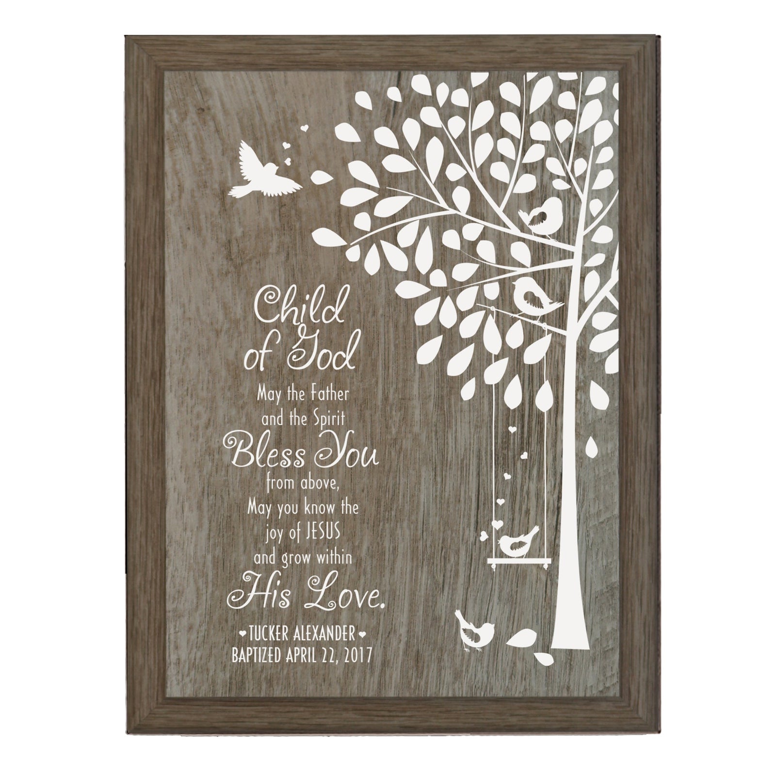 Lifesong Milestones Personalized Baptism Wooden Wall Plaque Home Decor Gift for Godchild