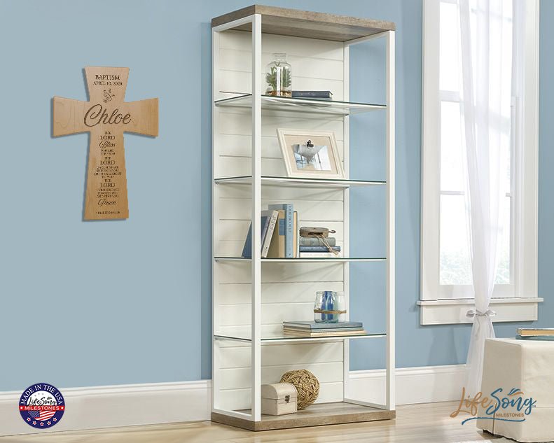 Personalized Baptism Hanging Wall Cross 7x11 – The Lord bless you (DOVE) - LifeSong Milestones