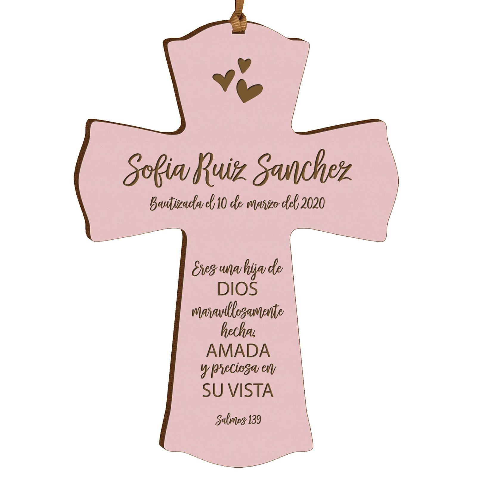 Personalized Baptism Mini Wall Cross Spanish Verse - Child Of God - LifeSong Milestones