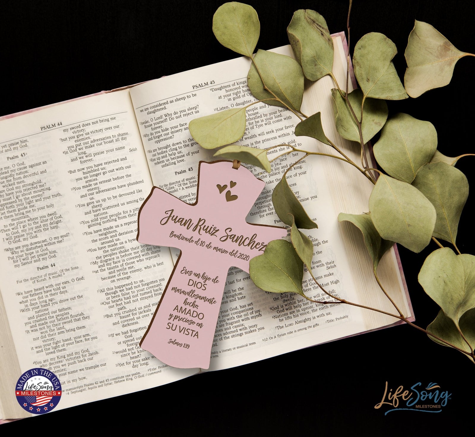 Personalized Baptism Mini Wall Cross Spanish Verse - Child Of God - LifeSong Milestones