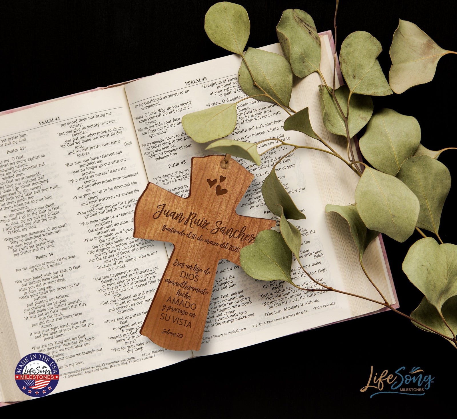 Personalized Baptism Mini Wall Cross Spanish Verse - Child Of God - LifeSong Milestones