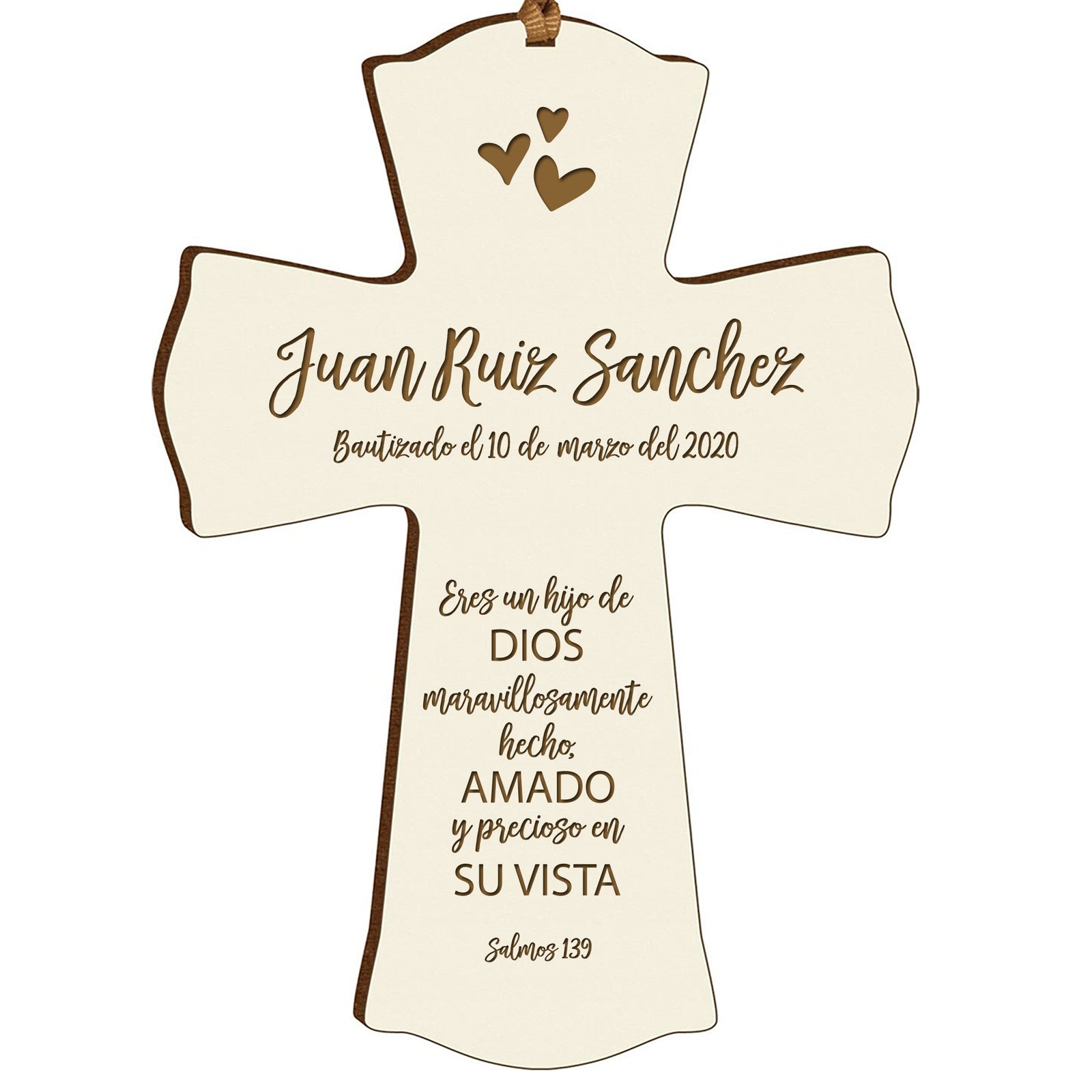 Personalized Baptism Mini Wall Cross Spanish Verse - Child Of God - LifeSong Milestones