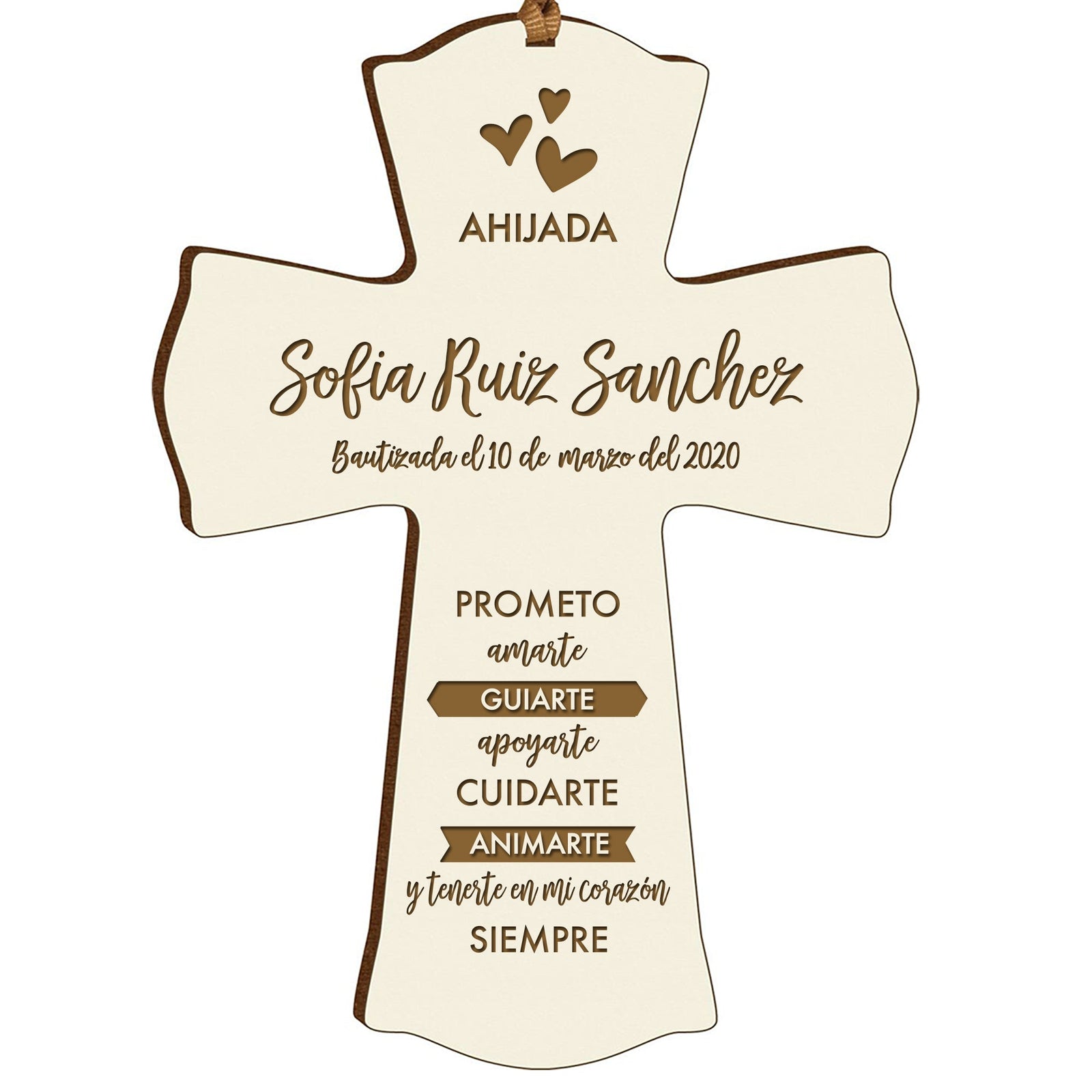 Personalized Baptism Mini Wall Cross Spanish Verse - I Promise To Love You - LifeSong Milestones